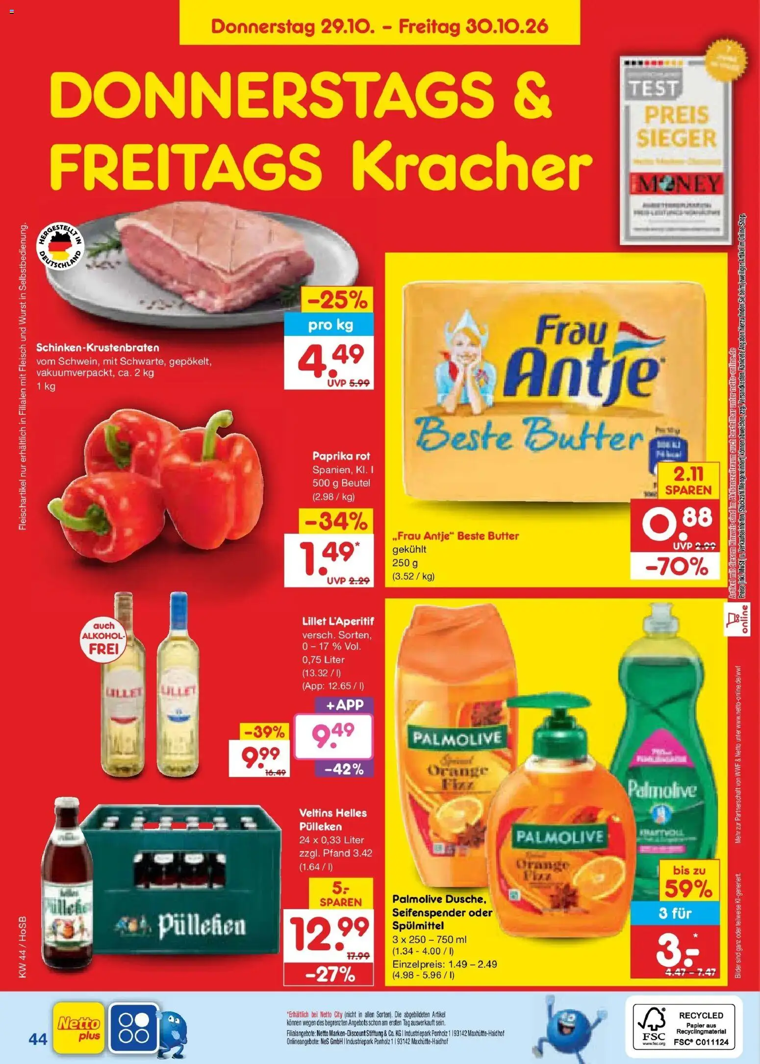 Netto Marken-Discount Prospekt Hannover – gültig ab 26.10.2026 | Seite: 58 | Produkte: Butter, Paprika, Wurst, Fleisch