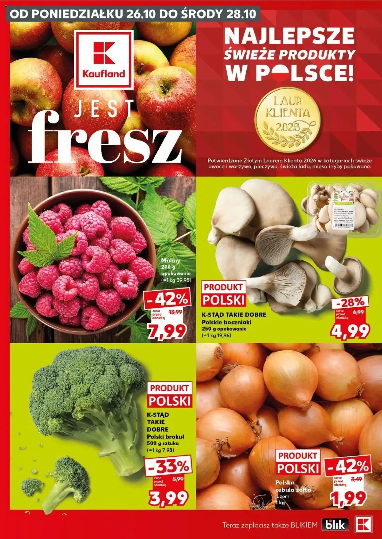 Kaufland gazetka - Mocny start od 26.10.2026 - od jutra PDF | Strona: 2 | Produkty: Maliny, Mięso, Boczniaki, Owoce