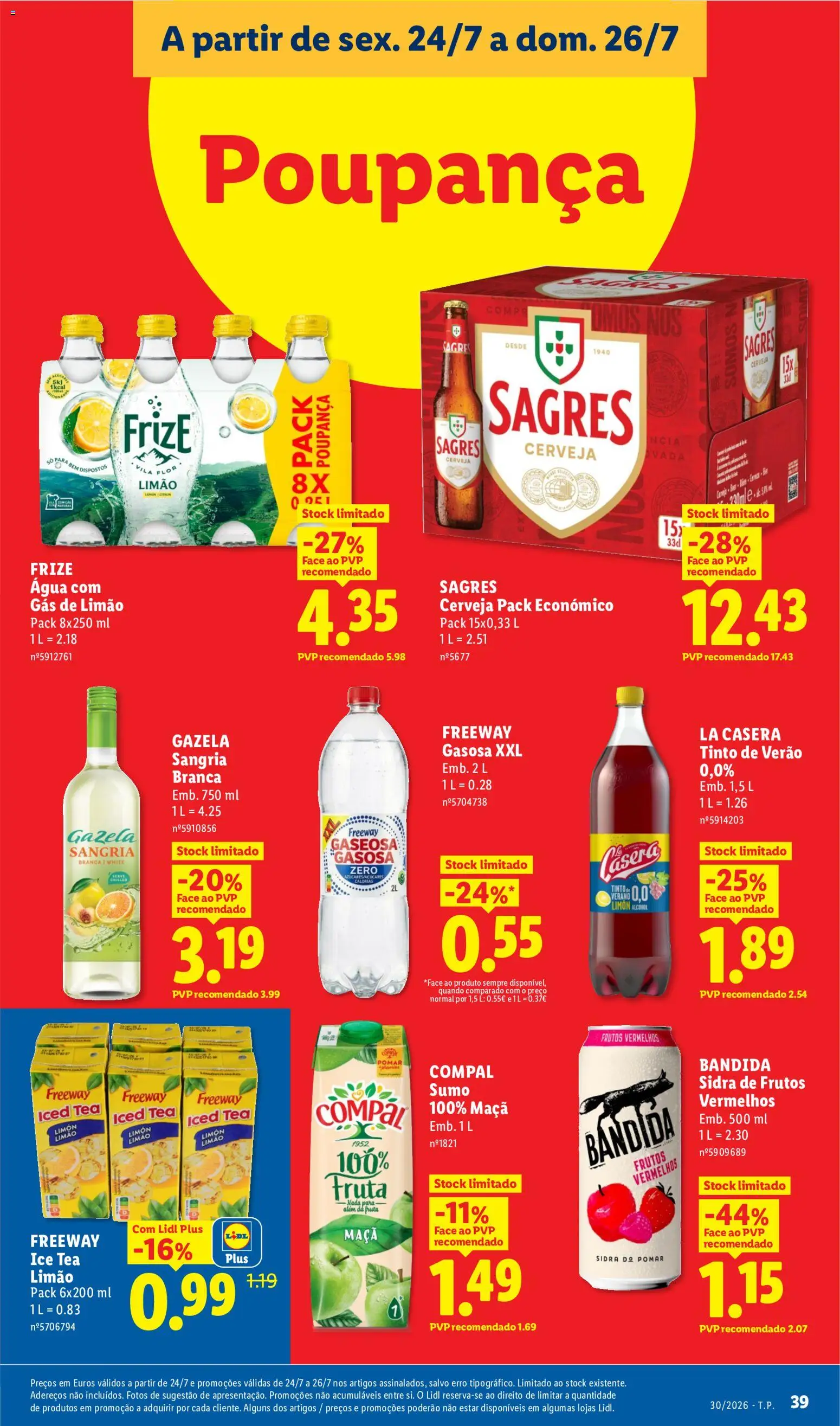 Lidl folheto │ válido de 20/07/2026 | Página: 39 | Produtos: Agua, Sidra, Água com gás, Soda