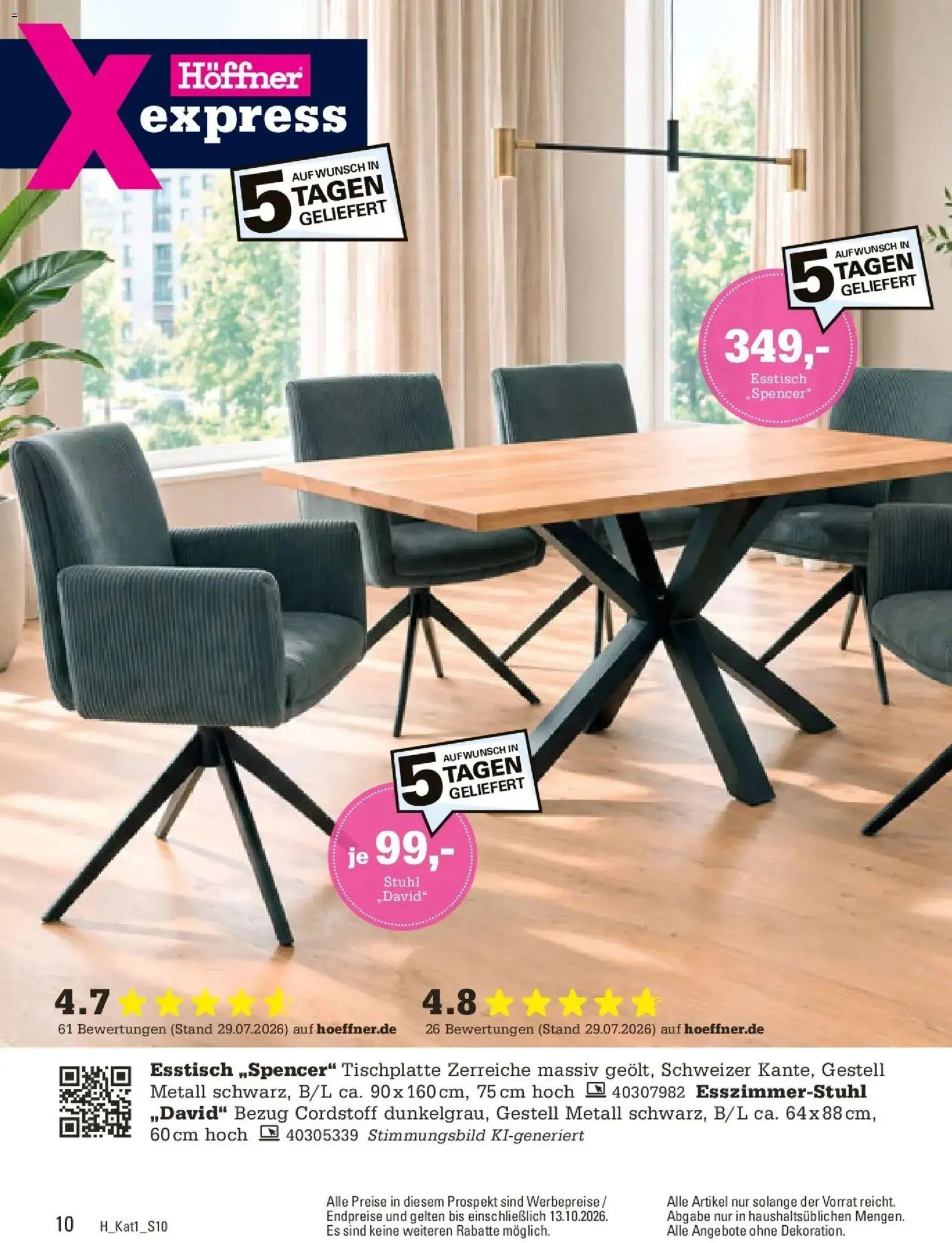 Höffner Prospekt Schönefeld – gültig ab 28.09.2026 | Seite: 10 | Produkte: Esstisch, Stuhl