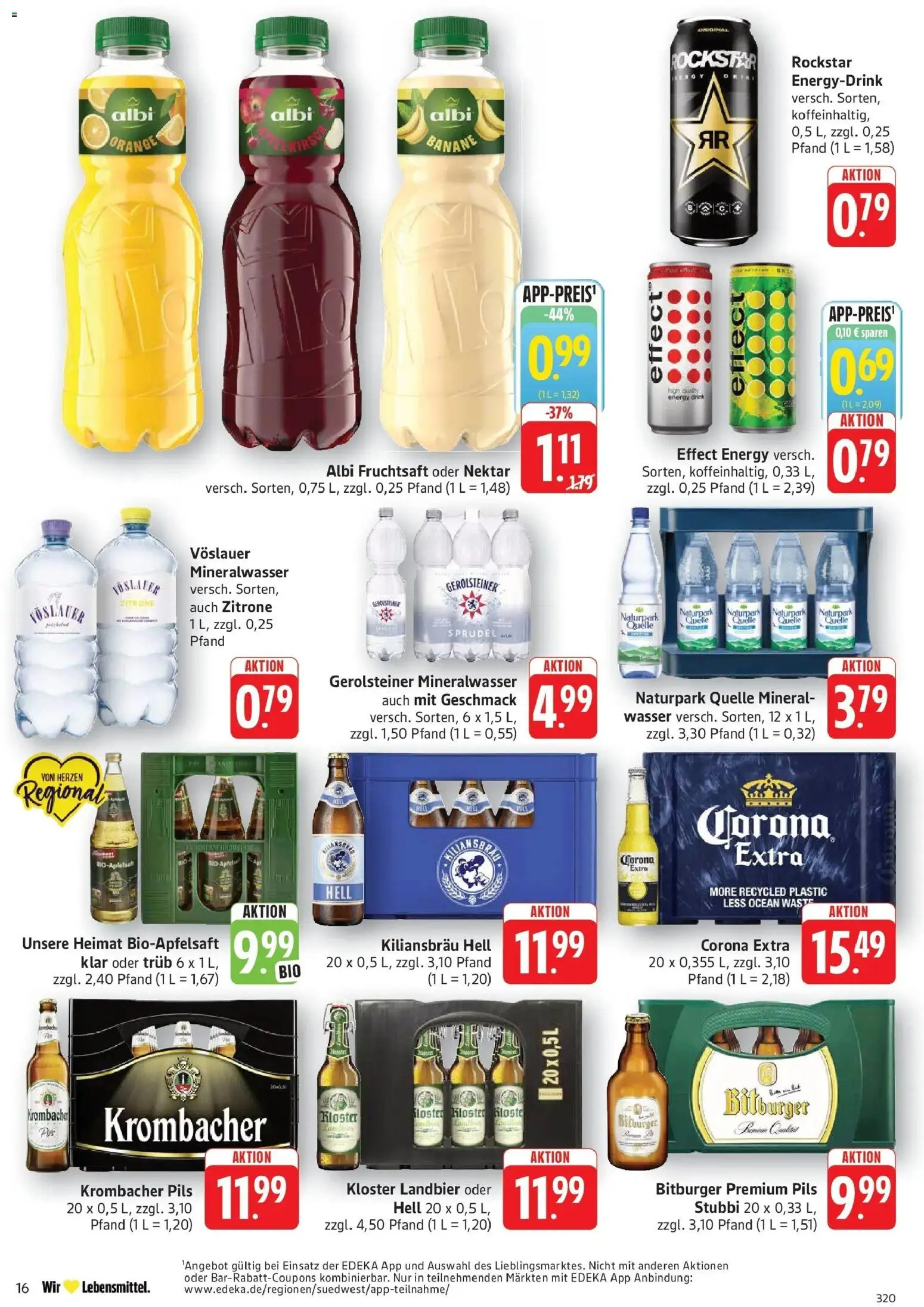 Edeka Prospekt Bruchsal (ab 19.10.2026) » Angebote Online | Seite: 18 | Produkte: Rockstar, Mineralwasser, Zitrone, Krombacher