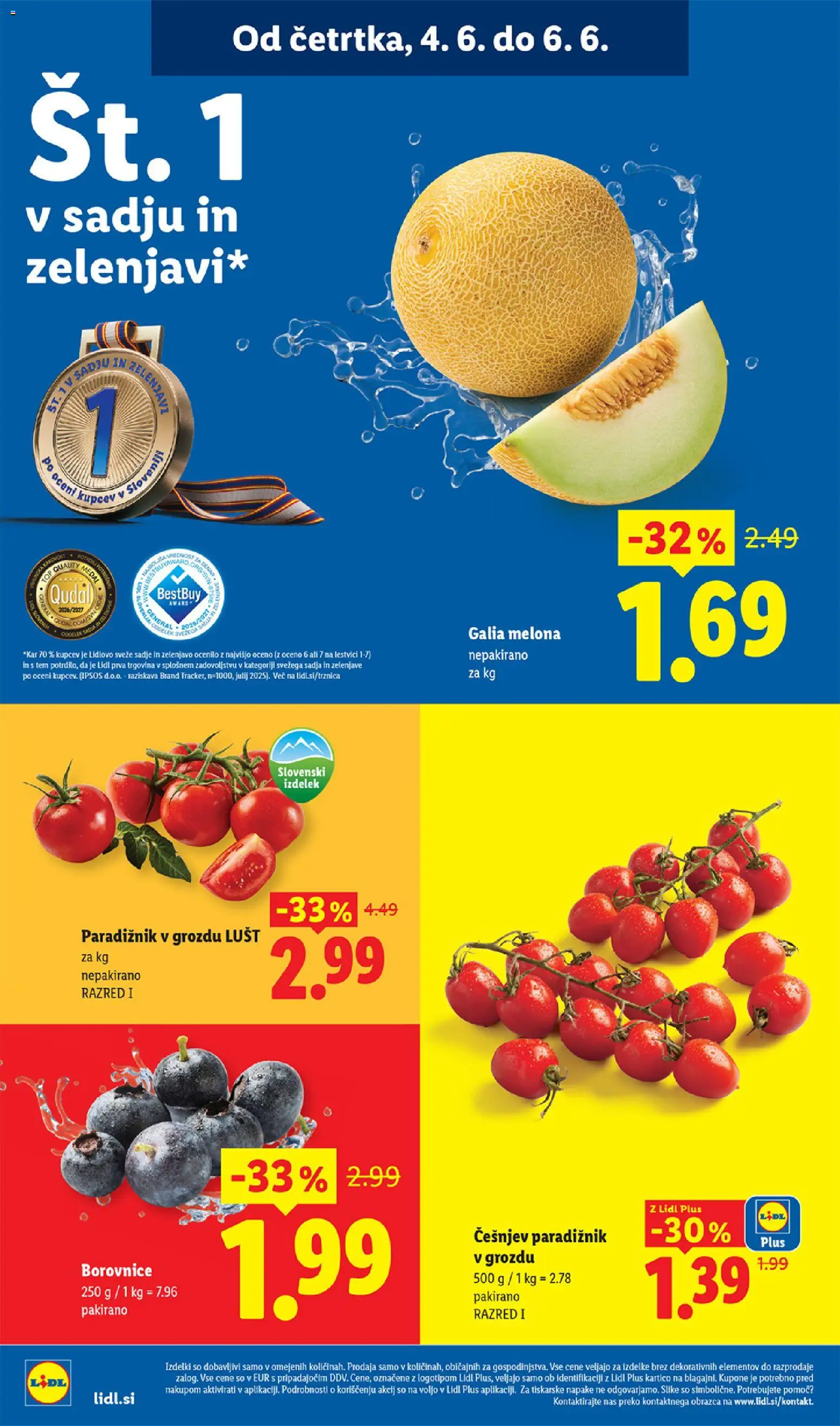Novi Lidl katalog ponudbe – veljaven od 04.06.2026 | Stran: 4 | Izdelki: Melona, Paradiznik, Borovnice, Sadje