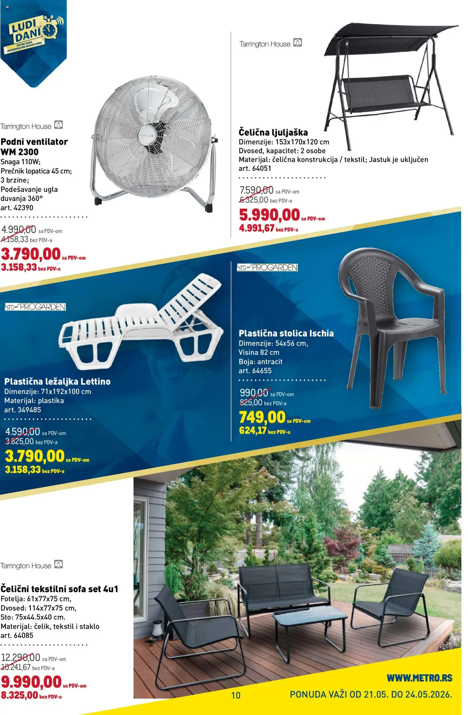 Metro katalog - važi od 21.05.2026 | Strana: 10 | Proizvode: Ventilator, Sofa, Fotelja, Stolica