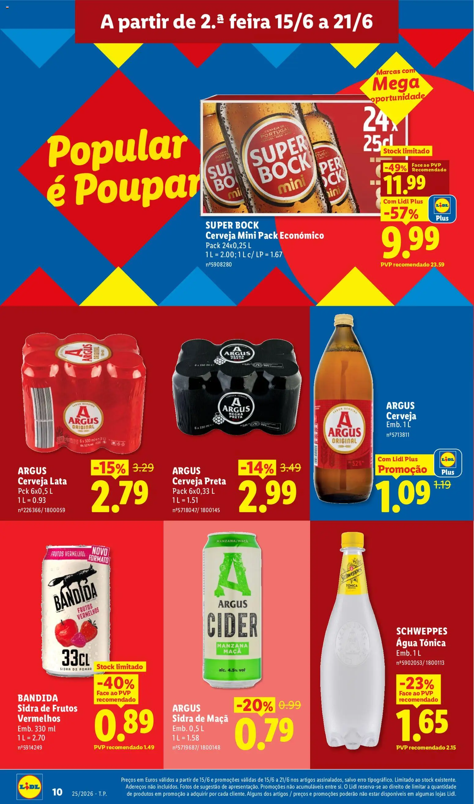 Lidl folheto │ válido de 15.06.2026 | Página: 10 | Produtos: Agua, Super bock, Maça, Cerveja