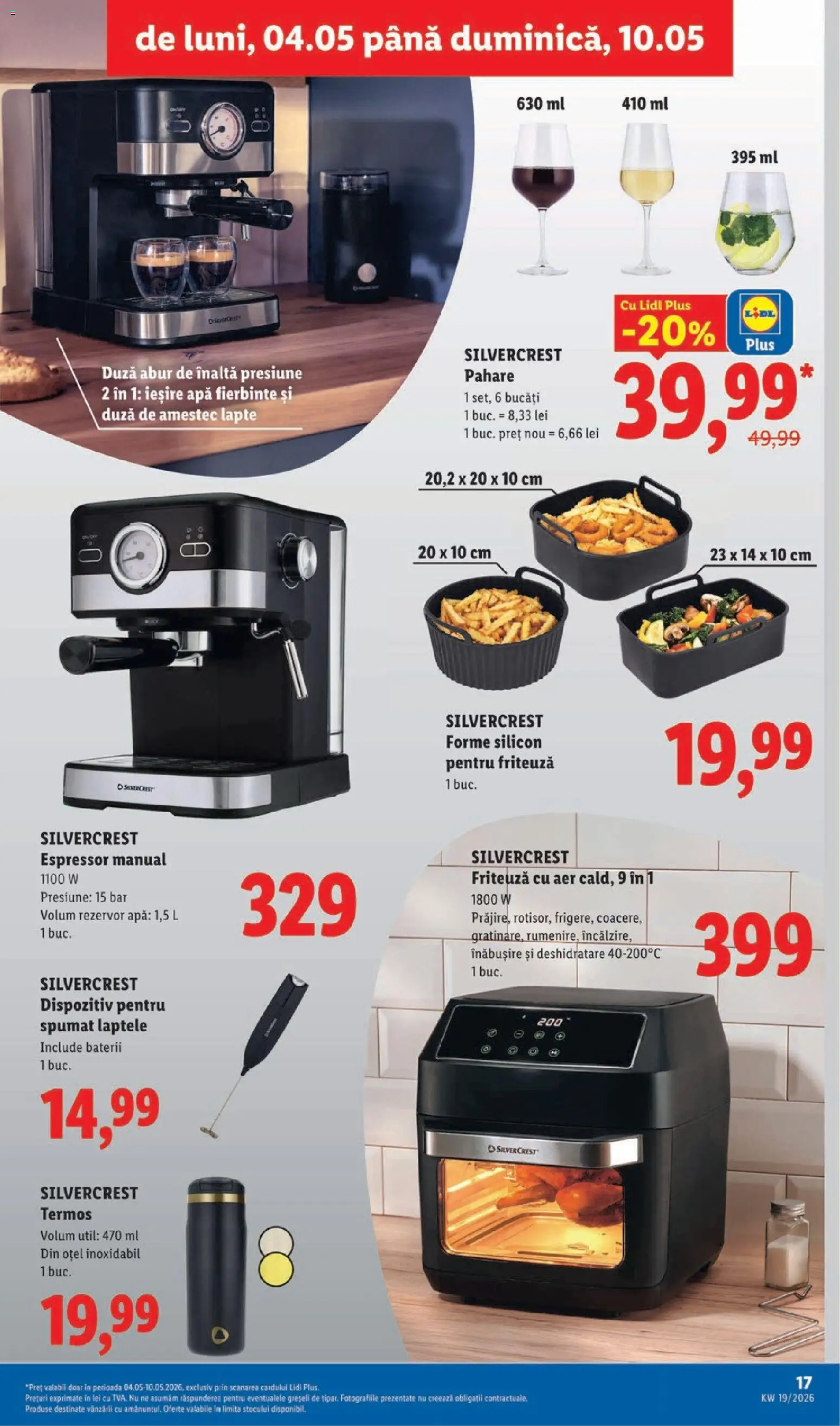 Noul catalog Lidl – valabil de la 04.05.2026 | Pagină: 17 | Produse: Pahare, Baterii, Lapte, Apă