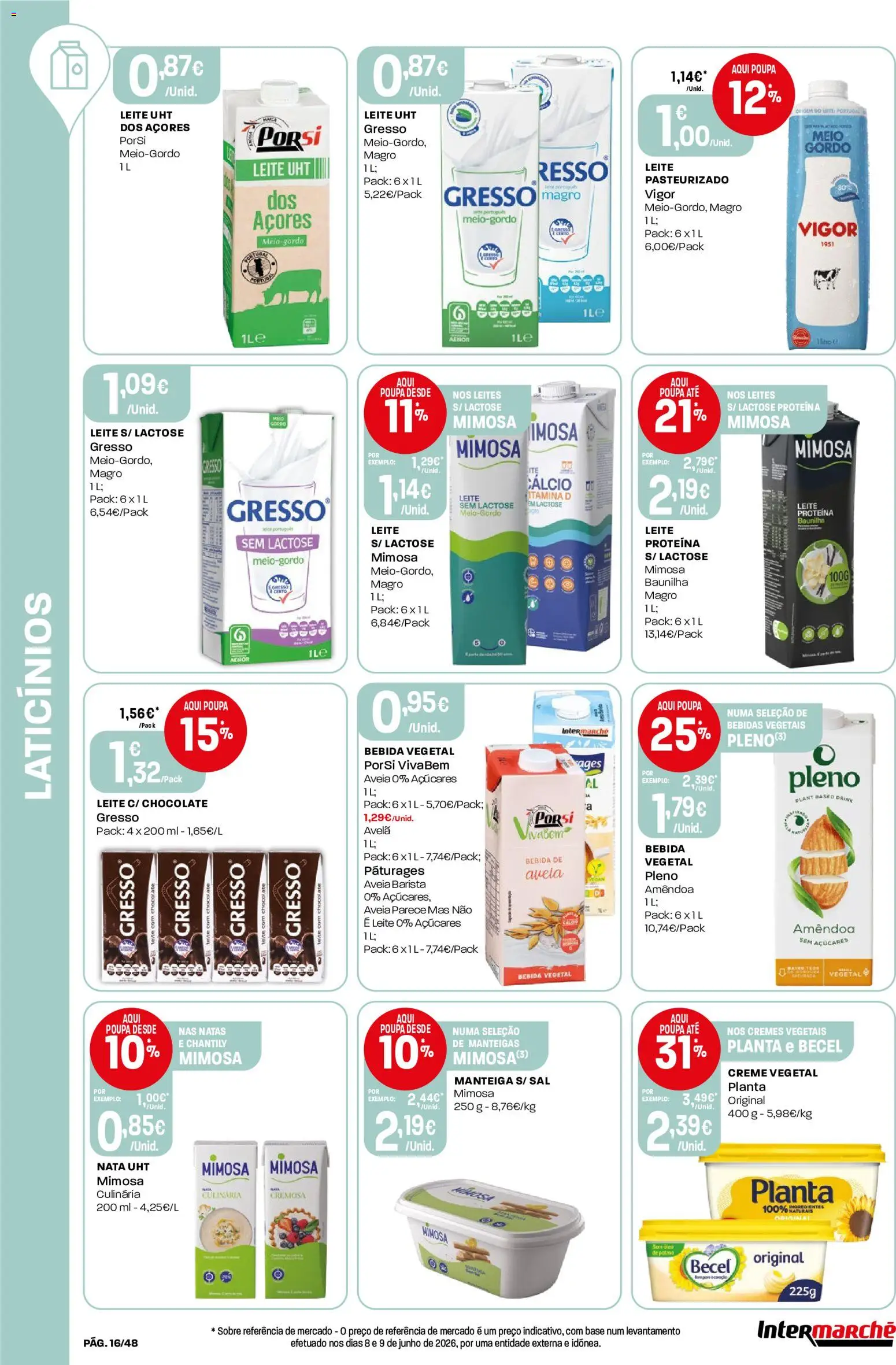 Intermarché folheto │ válido de 09/07/2026 | Página: 16 | Produtos: Cálcio, Chantily, Leite, Chocolate
