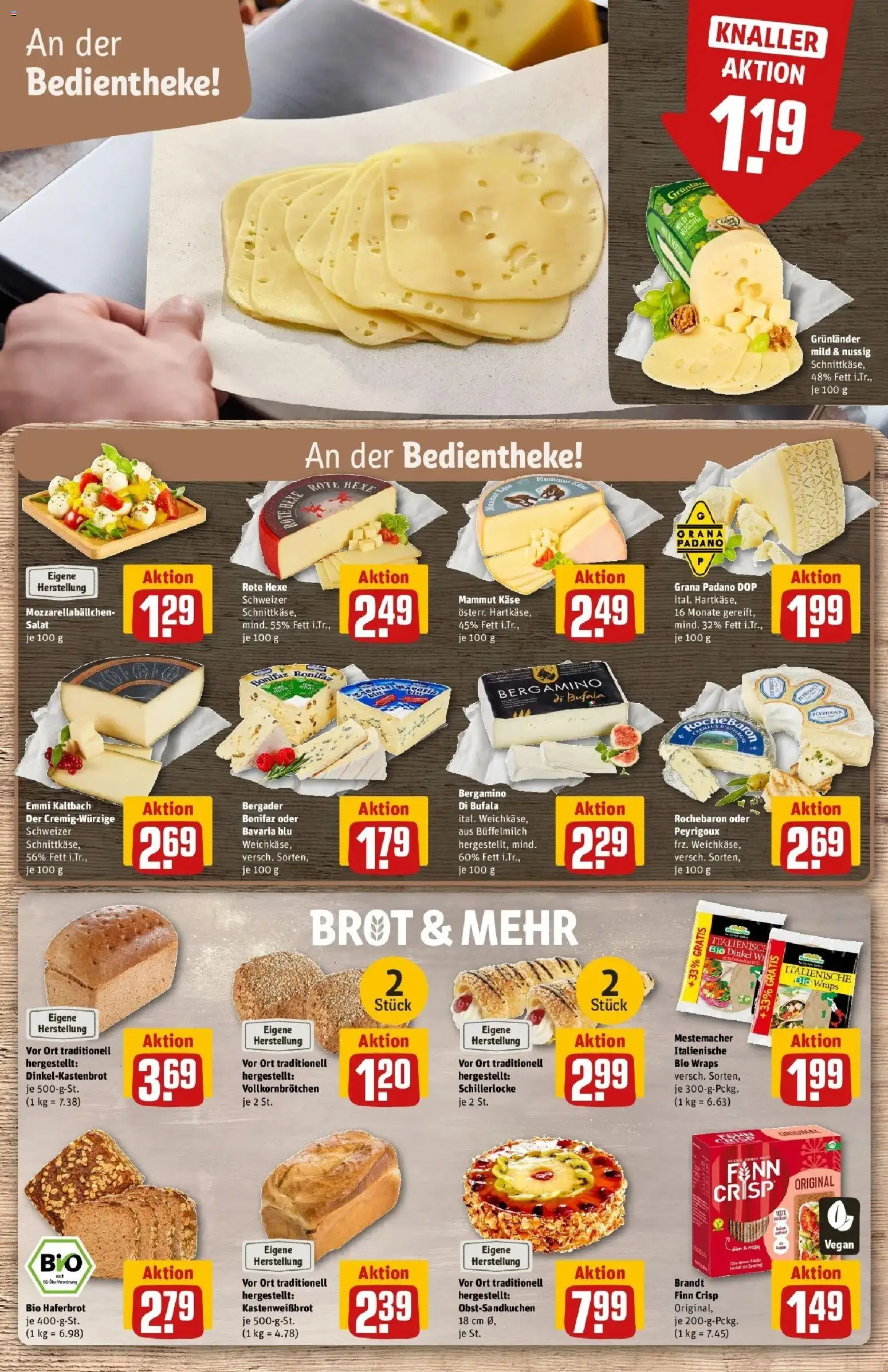 REWE Prospekt ab 24.08.2026 zum Blättern » Angebote | Seite: 11 | Produkte: Grana Padano, Käse, Grunlander, Salat