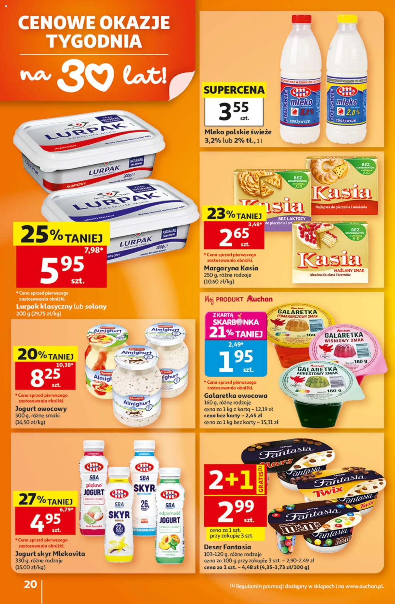 Auchan gazetka - 30 Lat Hipermarket od 06.08.2026 | Strona: 20 | Produkty: Limonka, Jogurt naturalny, Jogurt owocowy, Jogurt