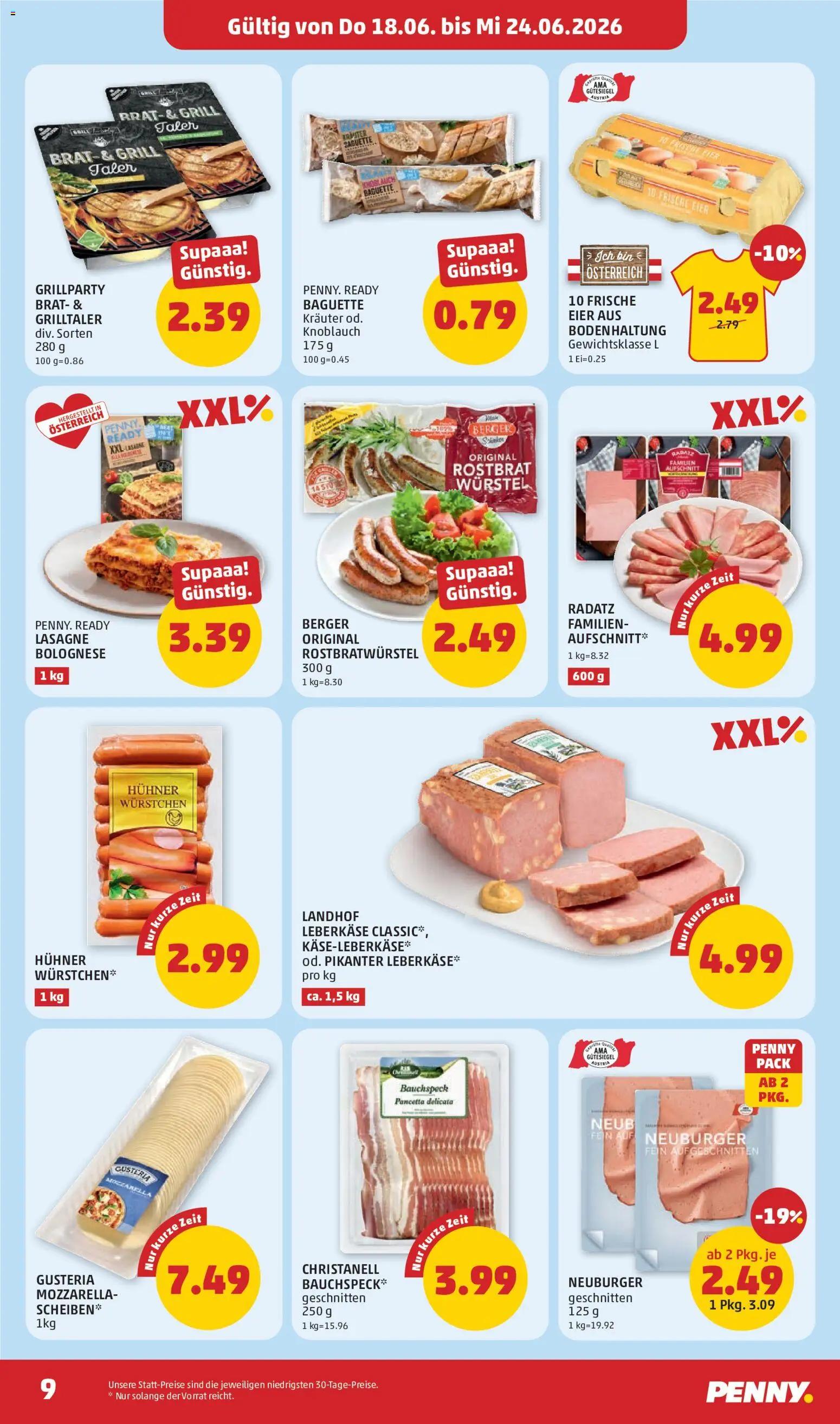Penny Markt Schmankerl Post gültig ab 18.06.2026 | Seite: 9 | Produkte: Knoblauch, Jääkaappipakastin, Grill, Eier