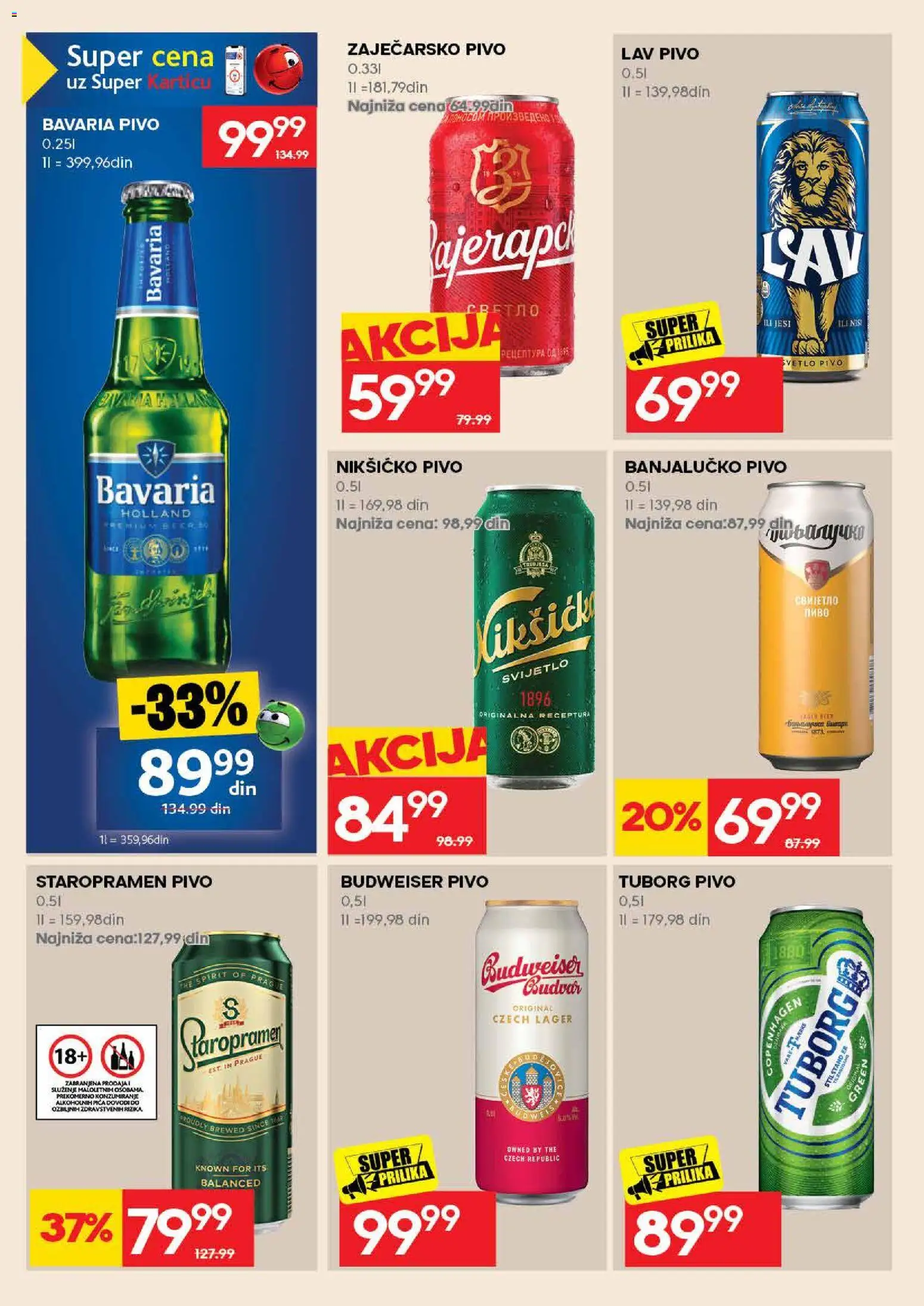 Roda katalog - važi od 17.08.2026 | Strana: 44 | Proizvode: Budweiser, Tuborg, Zaječarsko pivo, Pica