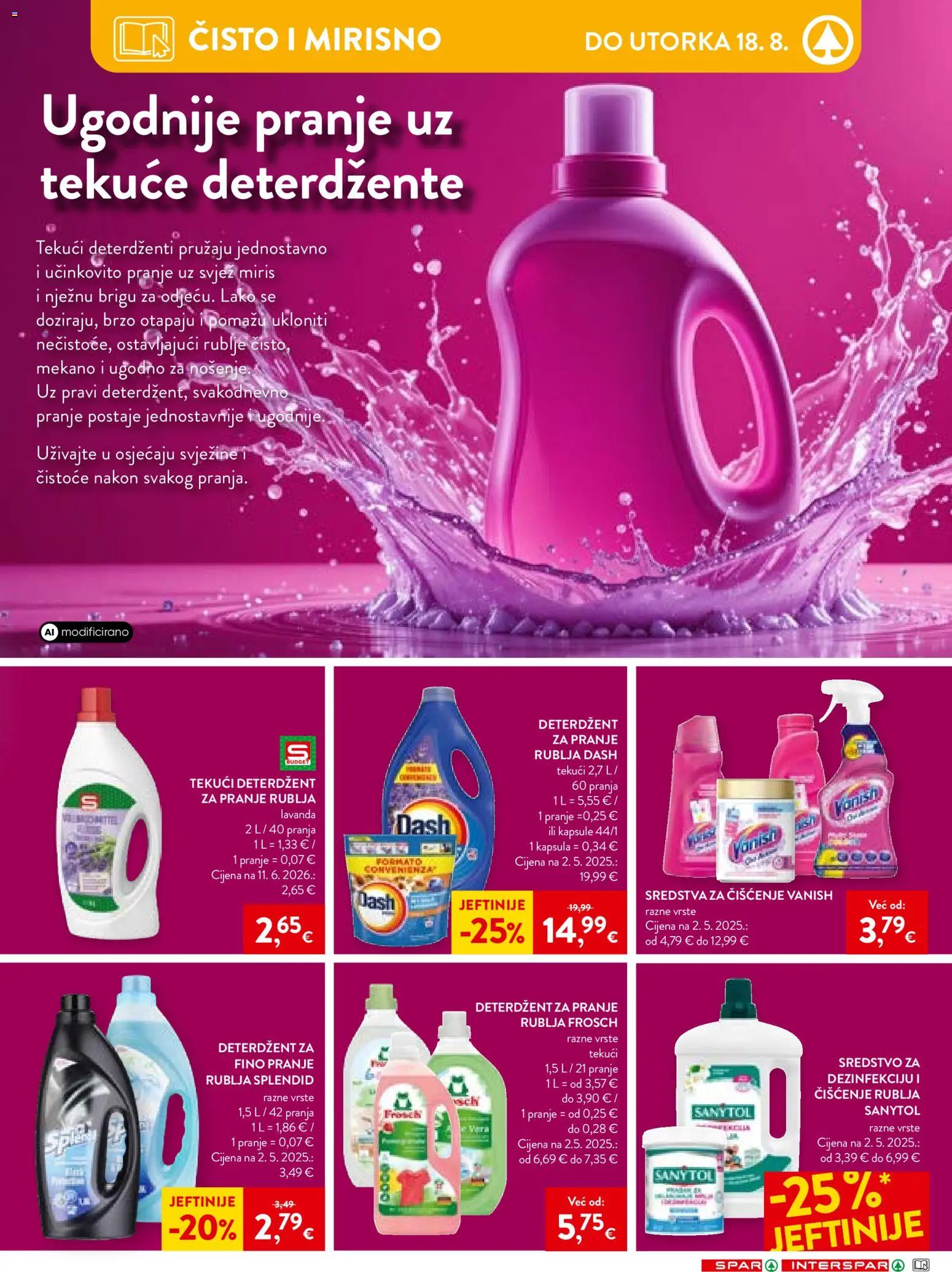 Interspar katalog | vrijedi od 04.08.2026 | Stranica: 27 | Proizvodi: Miris, Deterdžent za pranje rublja, Deterdžent, Dash