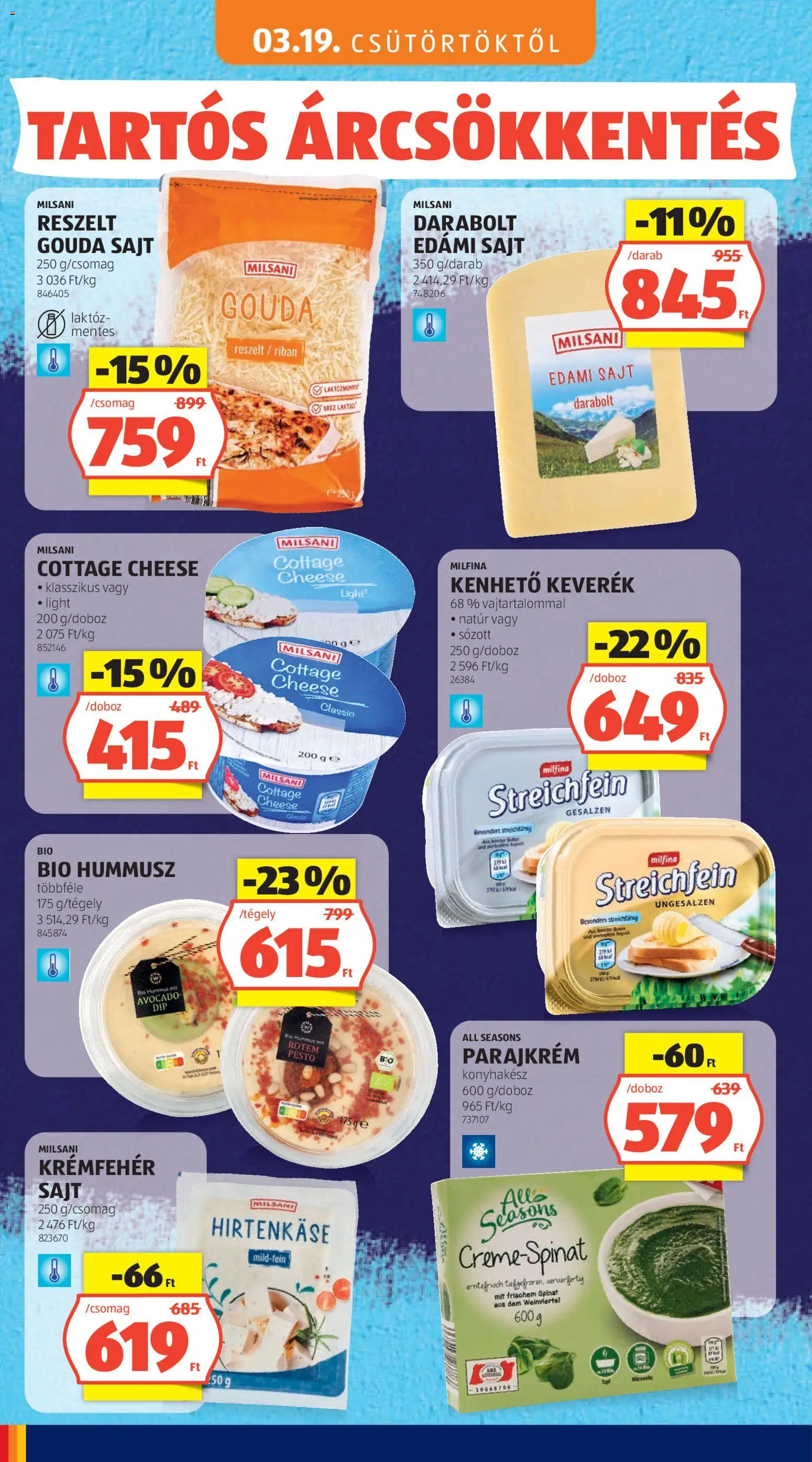 Aldi akciós ujság - amely érvényes a következő dátumtól: 03.05.2026 | Oldal: 60 | Termékek: Cottage cheese, Gouda, Edami sajt, Sajt