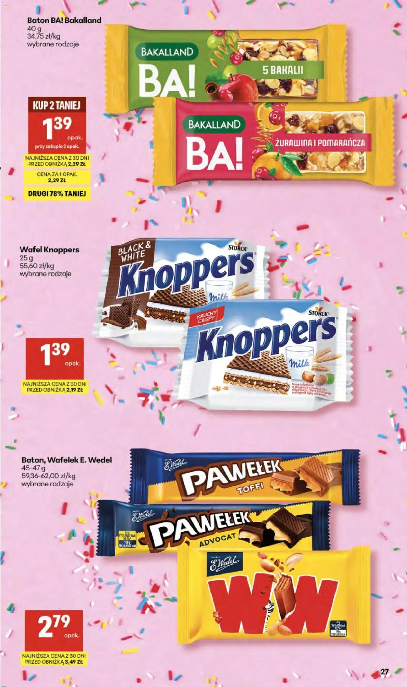 Delikatesy Centrum gazetka - Sklepy Własne od 14.05.2026 | Strona: 27 | Produkty: Knoppers, Żurawina, Baton