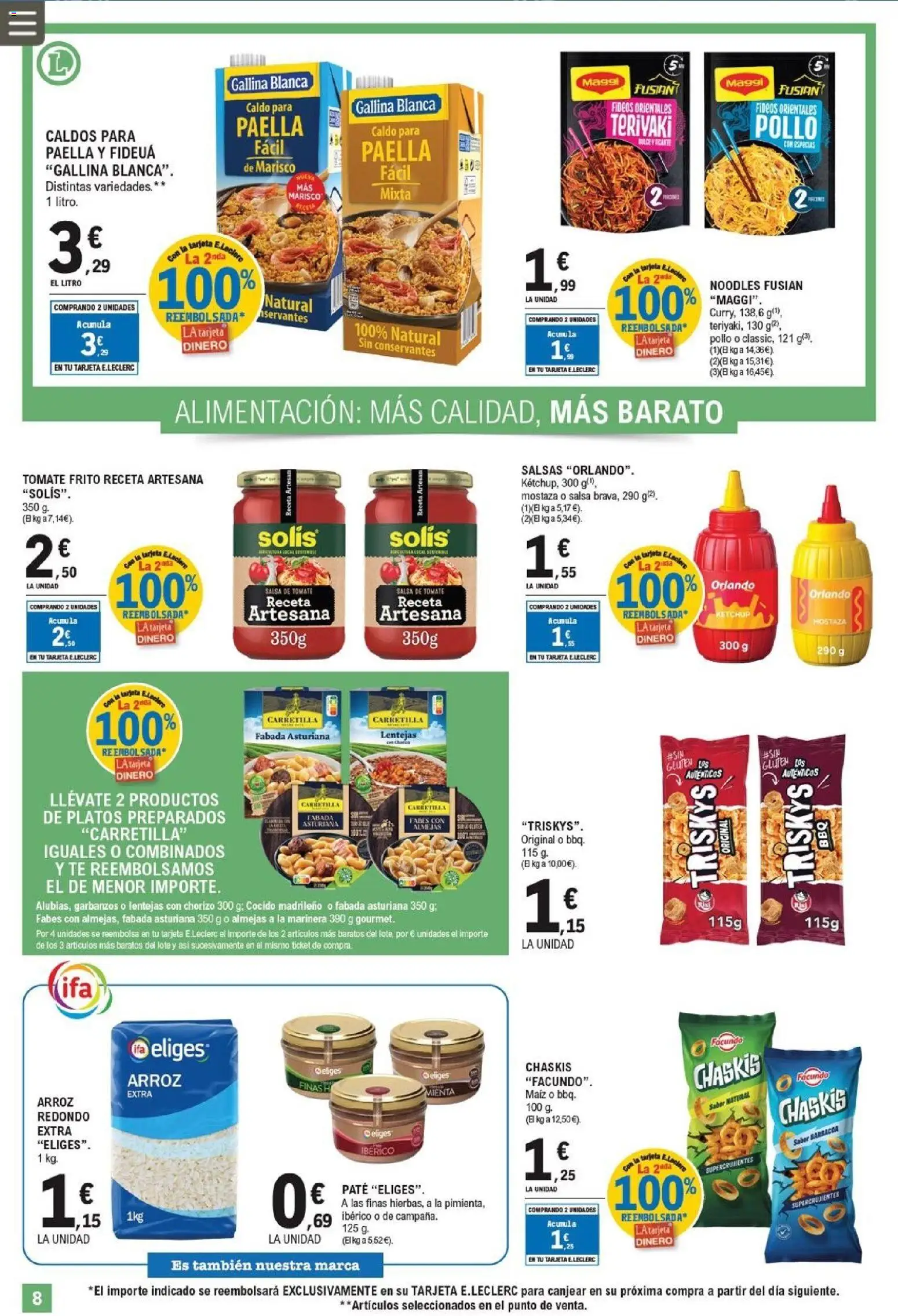 E.Leclerc folleto │ válido desde el 04.05.2026 | Página: 8 | Productos: Arroz, Fideos, Salsa de tomate, Té