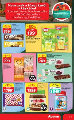 Auchan Iskolakezdés ajánlatok - amely érvényes a következő dátumtól: 2026.08.21. | Oldal: 11 | Termékek: Dr. Oetker, Müzli, Pöttyös, Nutella