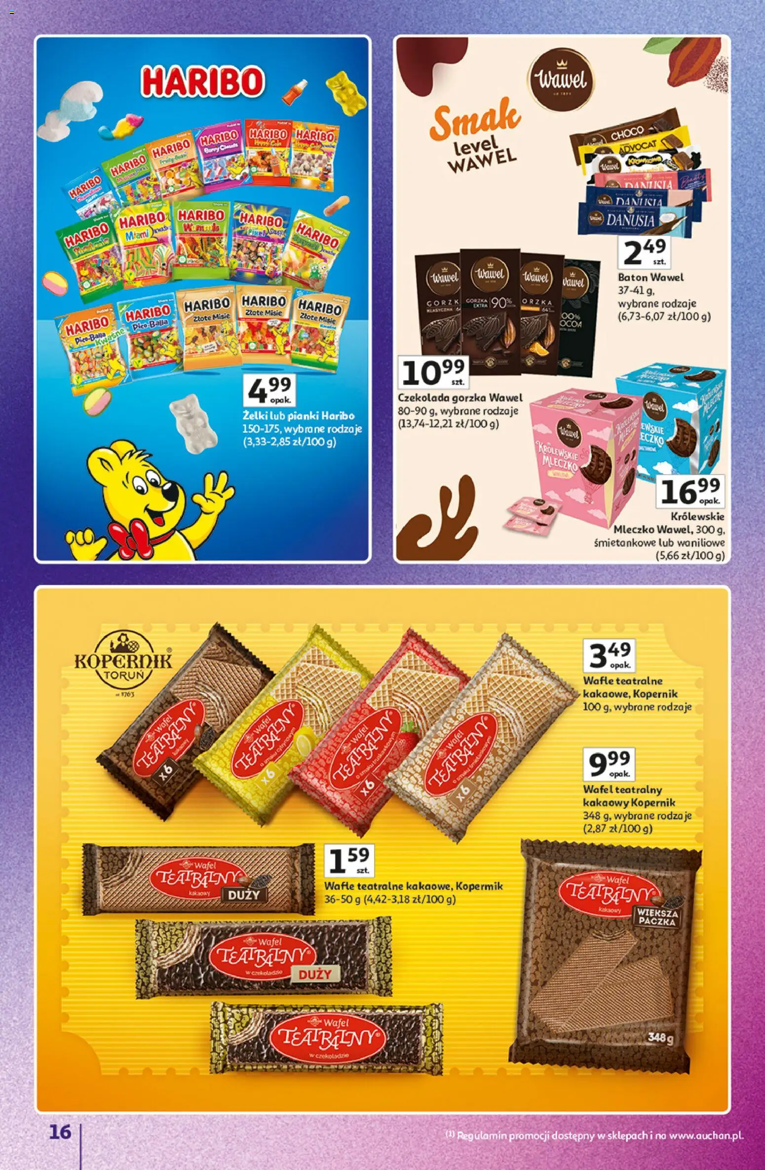 Auchan gazetka - Znane Marki Hipermarket od 11.06.2026 | Strona: 16 | Produkty: Wafle, Wafle teatralne, Królewskie Mleczko, Żelki
