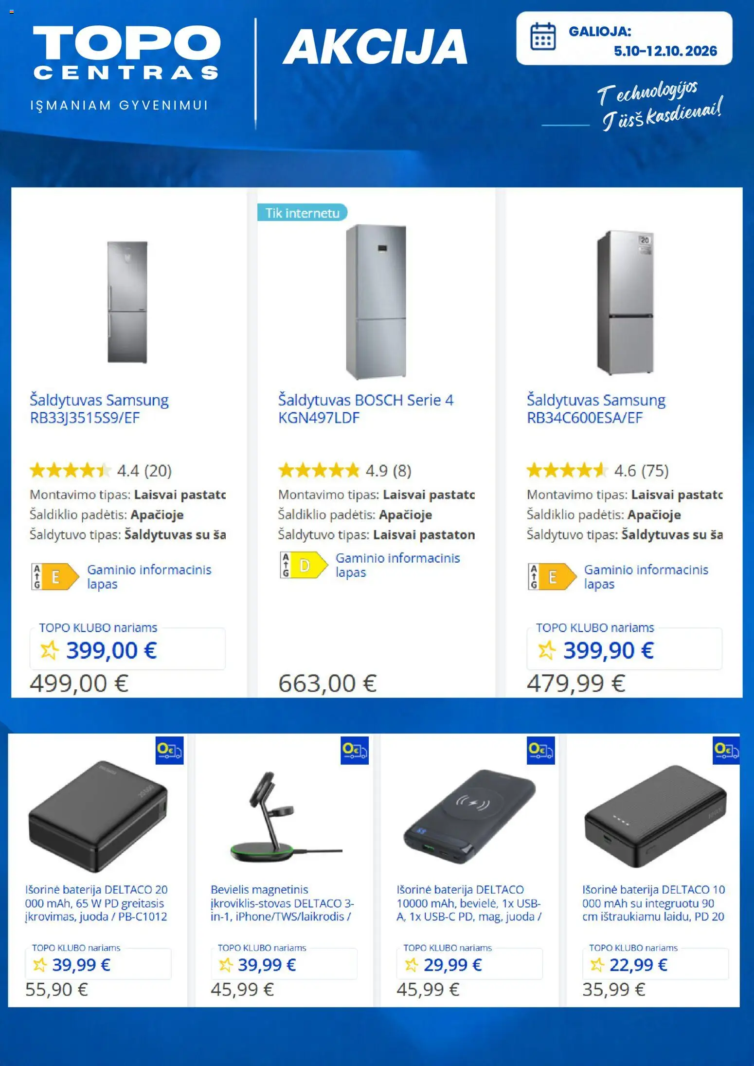 TOPOcentras akcijos nuo 2026.10.05 | Puslapis: 5 | Prekių: Baterija, USB, Šaldytuvas