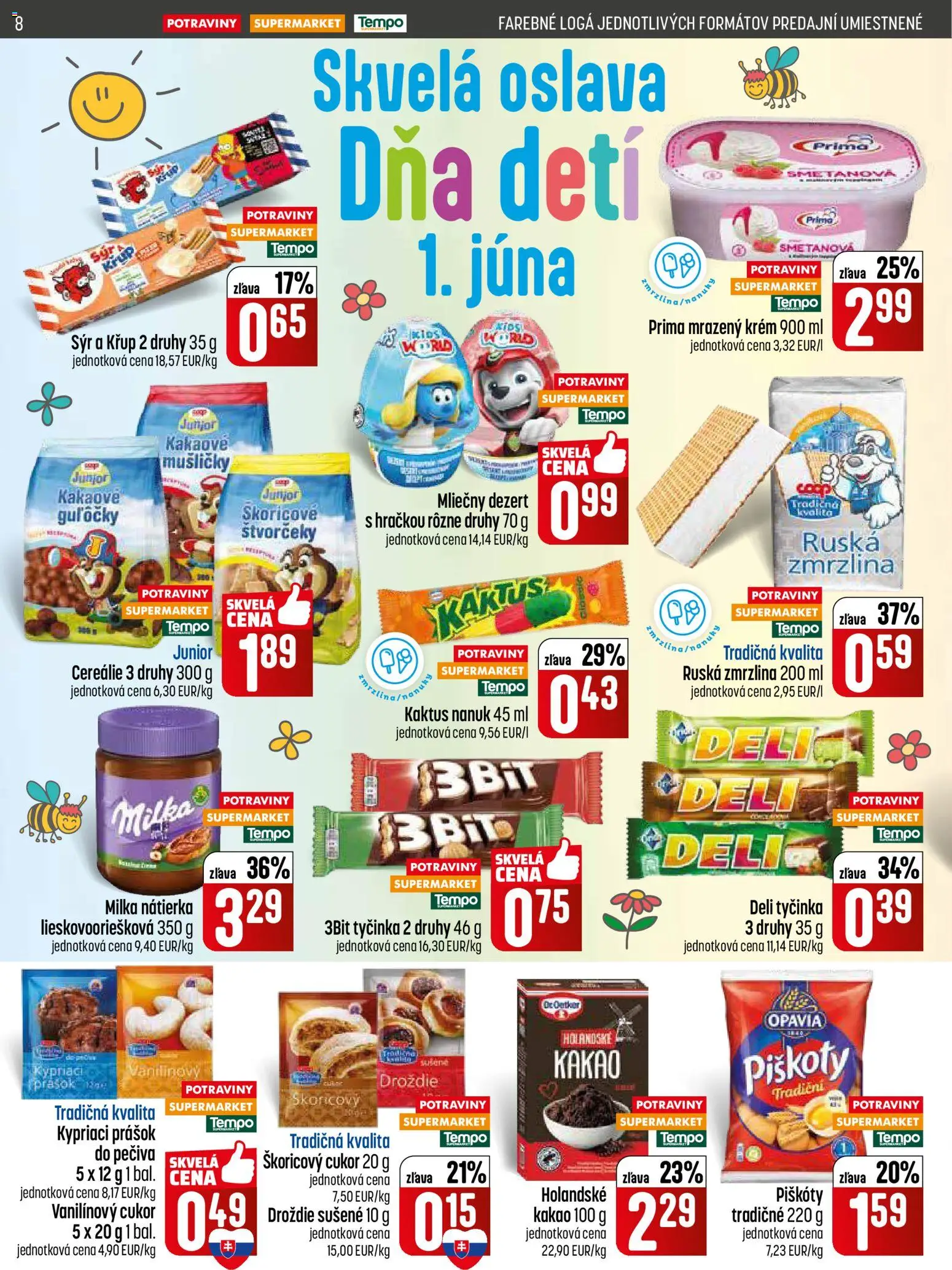 Nové COOP Jednota akcie – leták je platný od 28.05.2026 | Strana: 8 | Produkty: Syr, Nanuk, Milka, Kakao