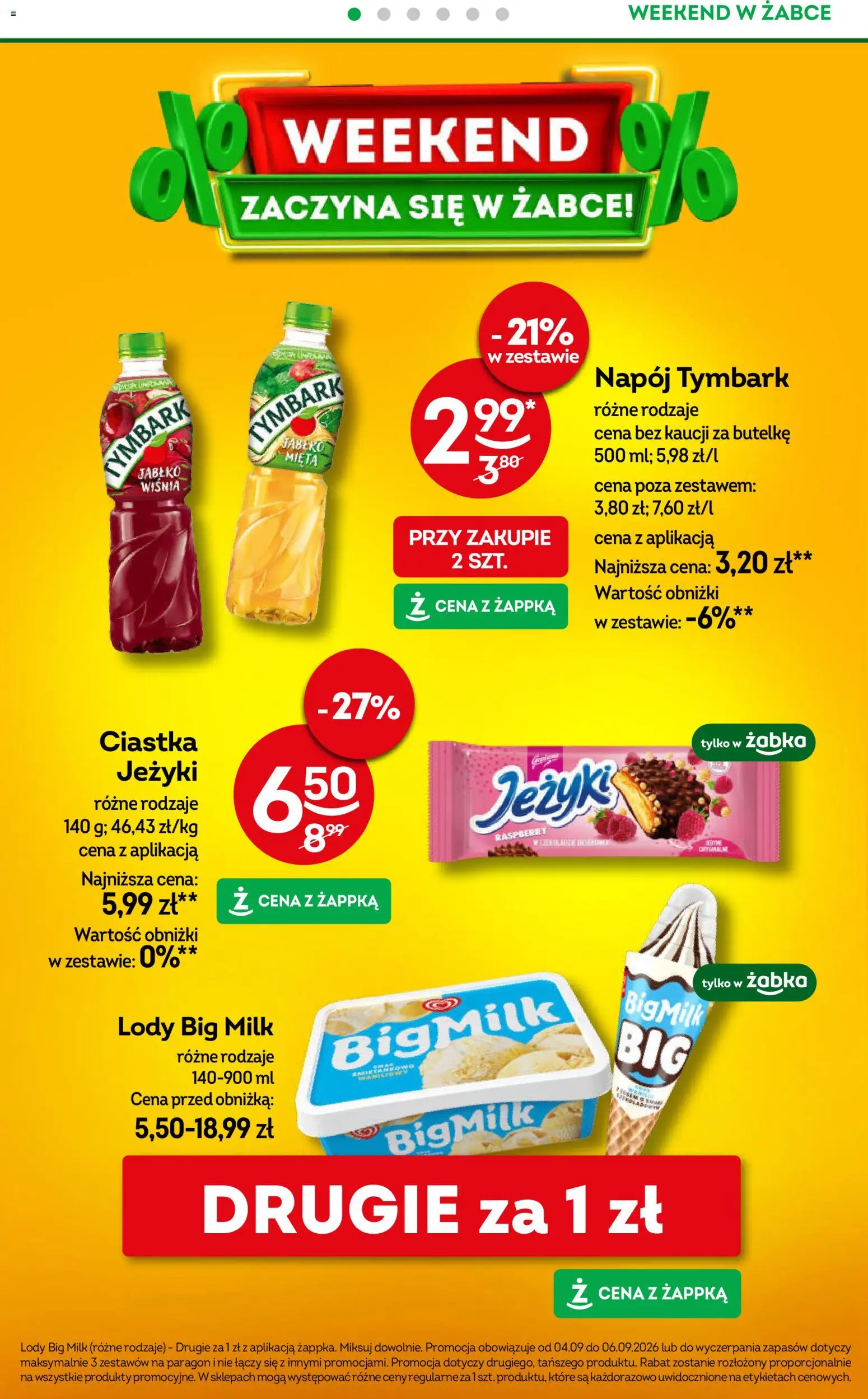 Żabka gazetka - Weekendowe promocje od 04.09.2026 | Strona: 2 | Produkty: Mięta, Lody Big Milk, Ciastka, Lody