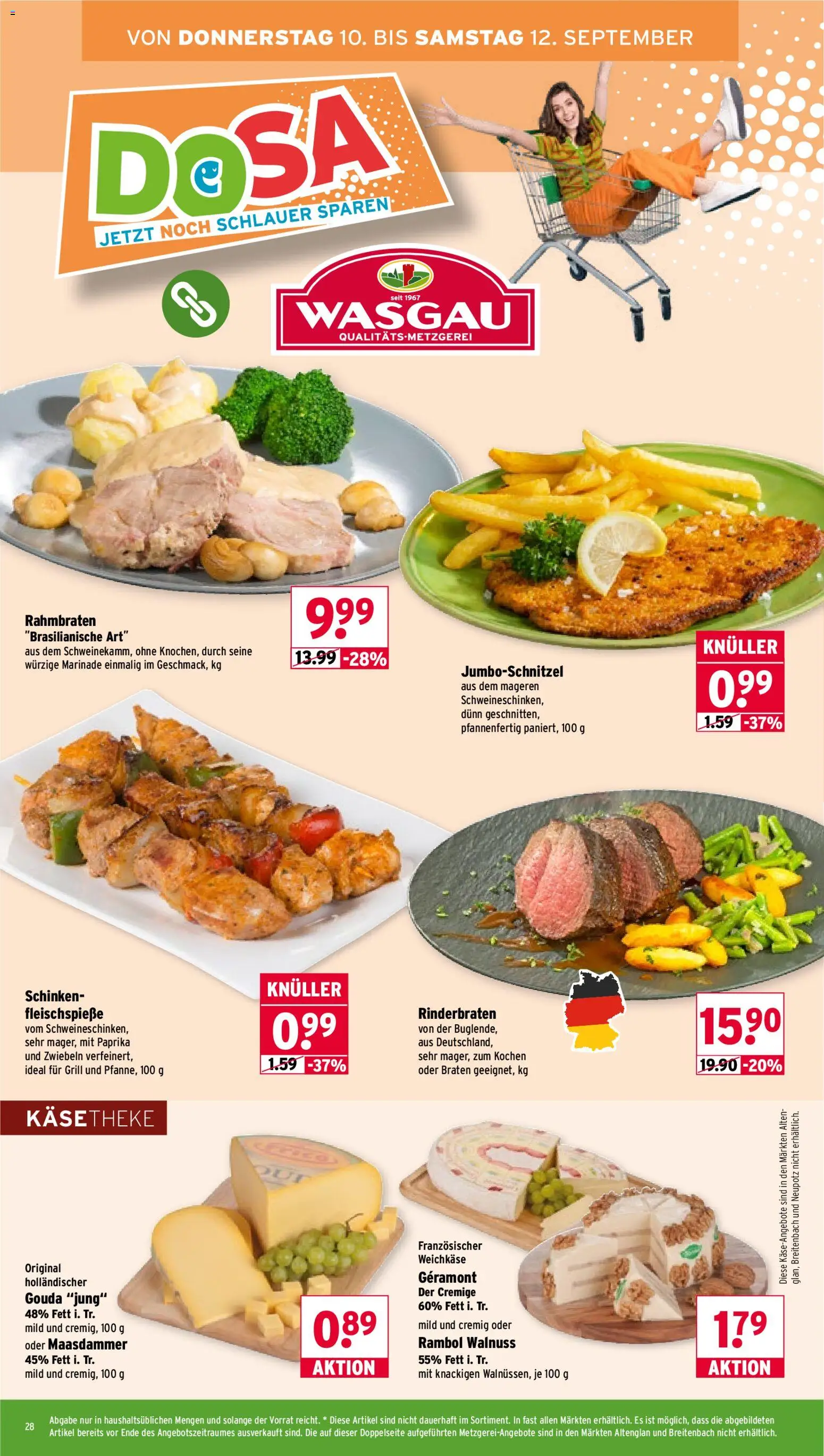 Wasgau Prospekt – gültig ab 07.09.2026 | Seite: 28 | Produkte: Grill, Zwiebeln, Paprika, Schinken