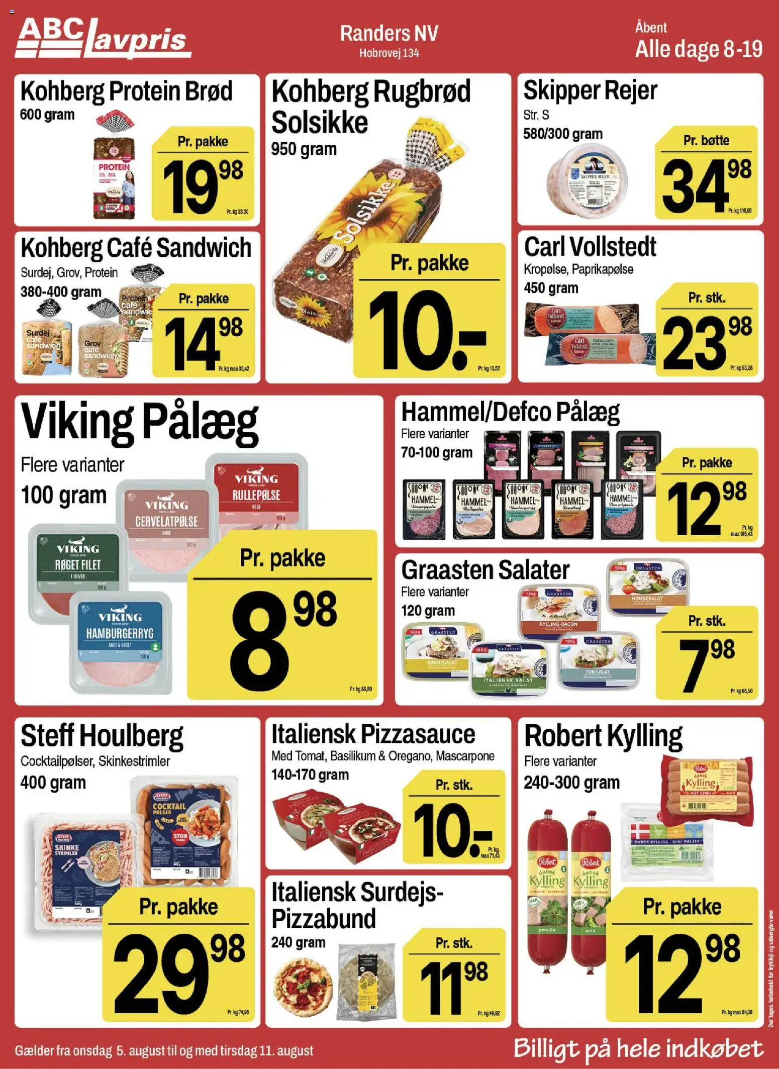 Abc Lavpris tilbudsavis – gyldig fra 05/08/2026 | Side: 4 | Produkter: Brød, Skinke, Salat, Roastbeef