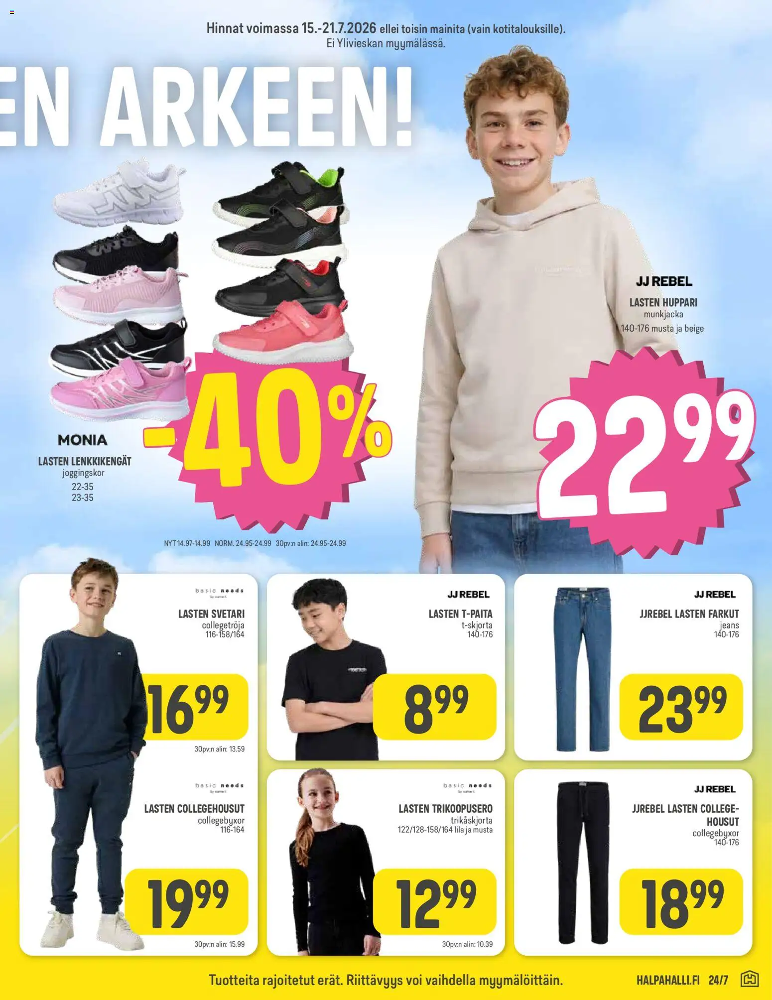 Halpa Halli tarjoukset – voimassa 15/07/2026 alkaen | Sivu: 11 | Tuotteet: Huppari, Housut, Voi, Farkut