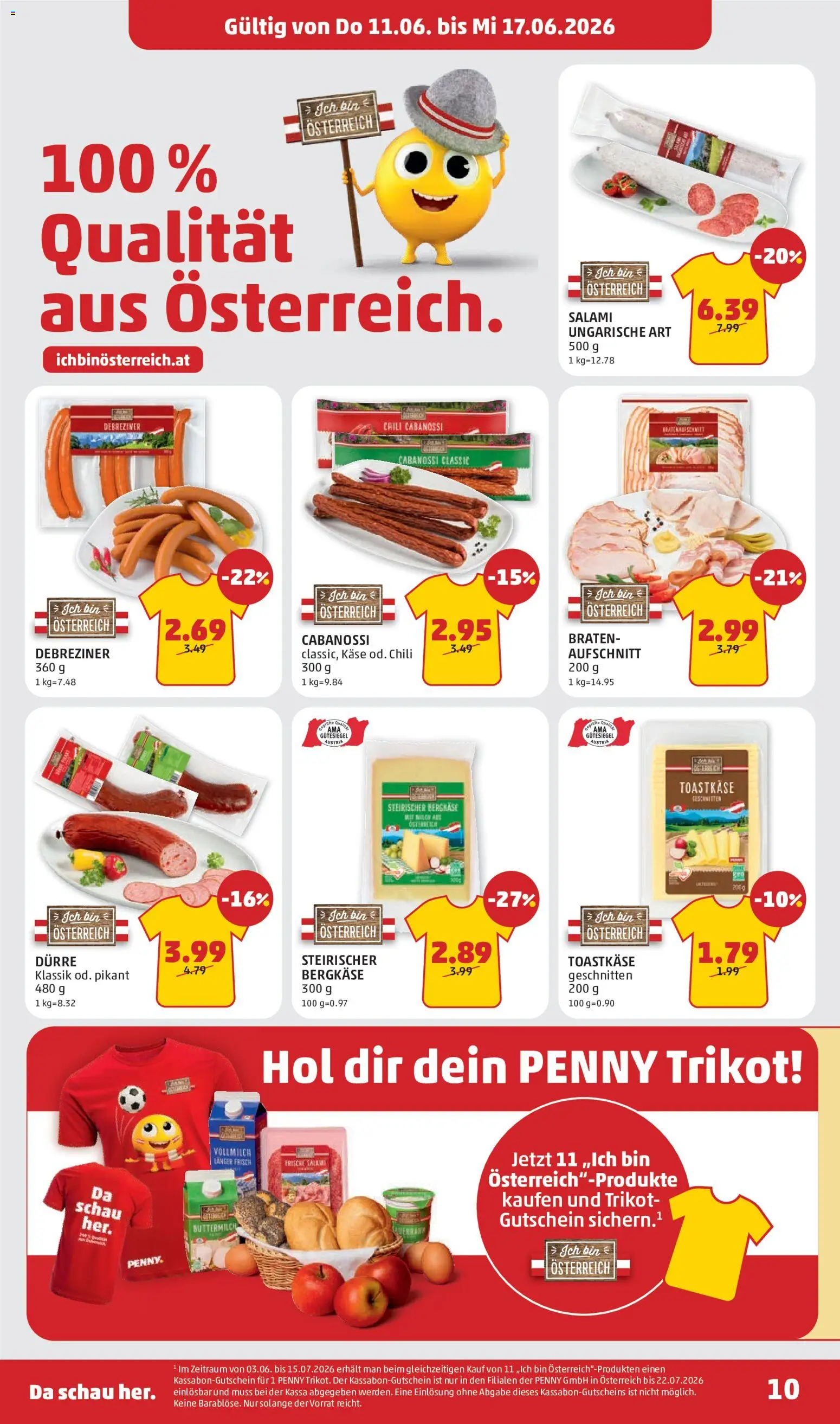 Penny Markt - Flugblatt gültig ab 11.06.2026 | Seite: 10 | Produkte: Chili, Käse, Salami