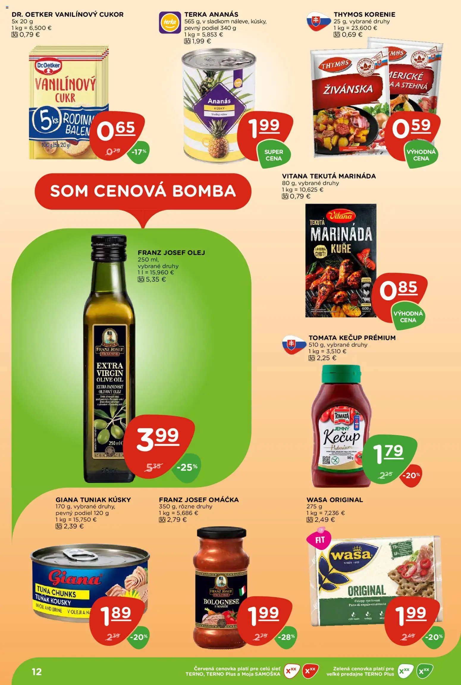 Nové Terno akcie – leták je platný od 11.06.2026 | Strana: 12 | Produkty: Tuniak, Cukor, Kečup, Korenie