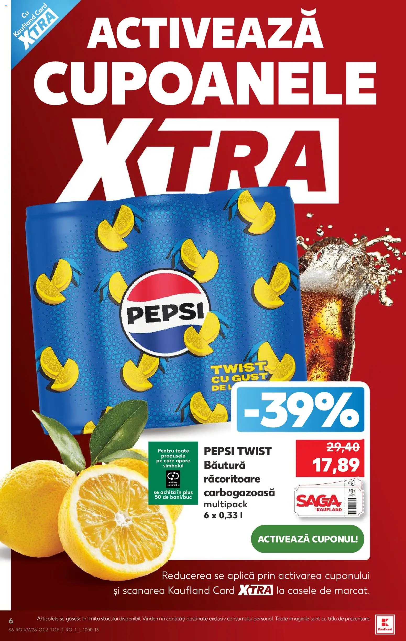 Kaufland RO akciós ujság - amely érvényes a következő dátumtól: 2026.07.08. | Oldal: 6 | Termékek: Pepsi