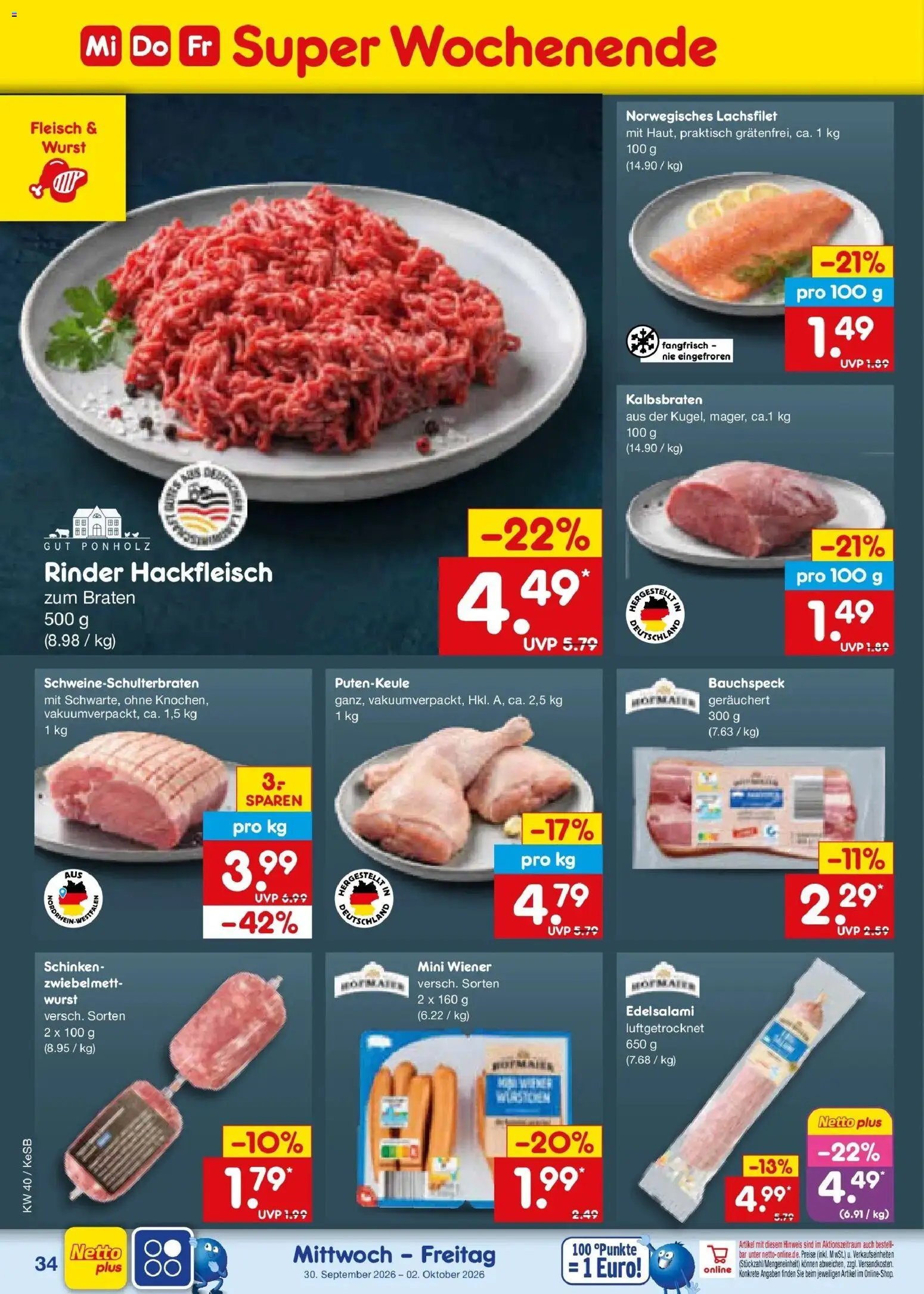 Netto Marken-Discount Prospekt Bonn – gültig ab 28.09.2026 | Seite: 52 | Produkte: Wurst, Schinken, Fleisch, Hackfleisch