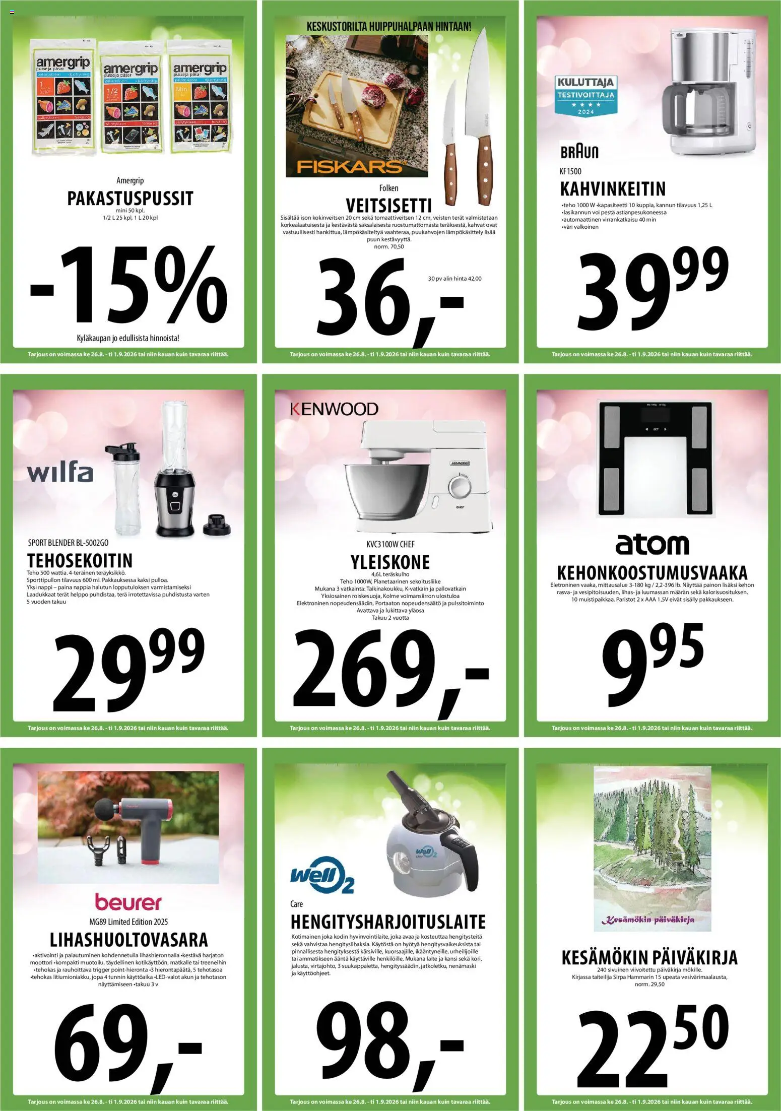 Tuuri tarjoukset – voimassa 26/08/2026 alkaen | Sivu: 15 | Tuotteet: Kahvinkeitin, Paristot, Voi, Hengitysharjoituslaite