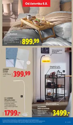 LIVARNO Poslužavnik za krevet, Od bambusa. Može se koristiti i kao poslužavnik za serviranje. Štedi prostor prilikom odlaganja. Dimenzije rasklopljen (Š x V x D): cca 64 x 23,5 x 30 cm - pregled Lidl kataloga - važi od 06.08.2026 | Strana: 75 | Proizvode: Kolica, Lampa, Stolnjak, Podna lampa