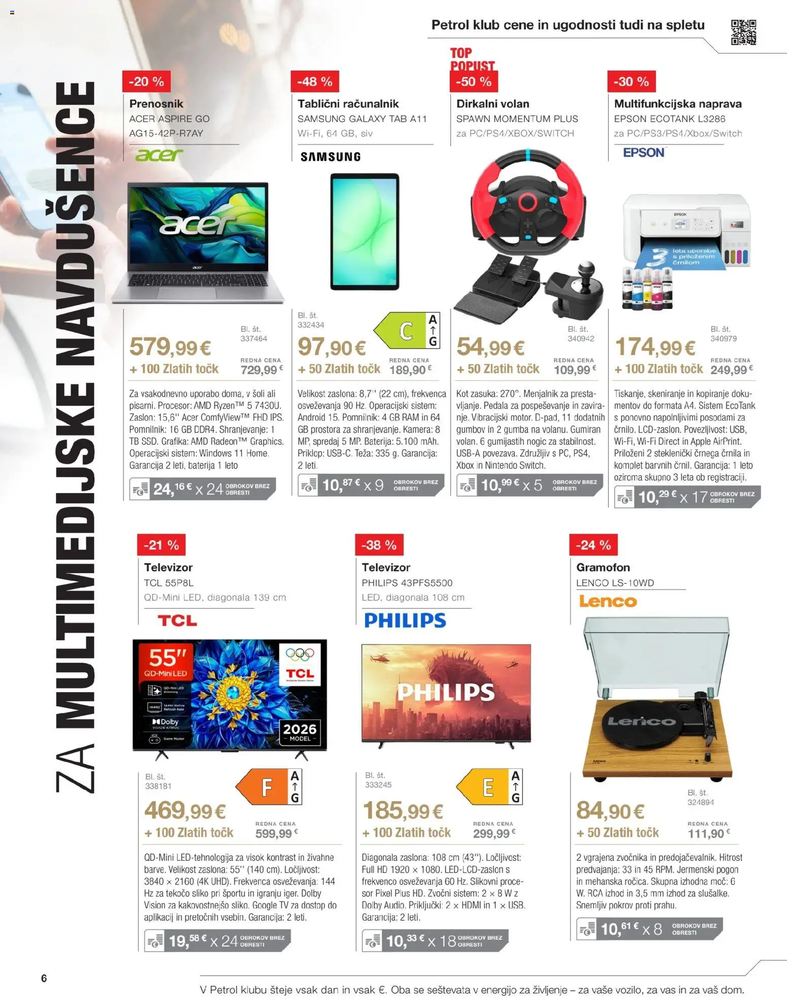Novi Petrol katalog ponudbe – veljaven od 01.09.2026 | Stran: 6 | Izdelki: Televizor, Tv, Kamera, Xbox