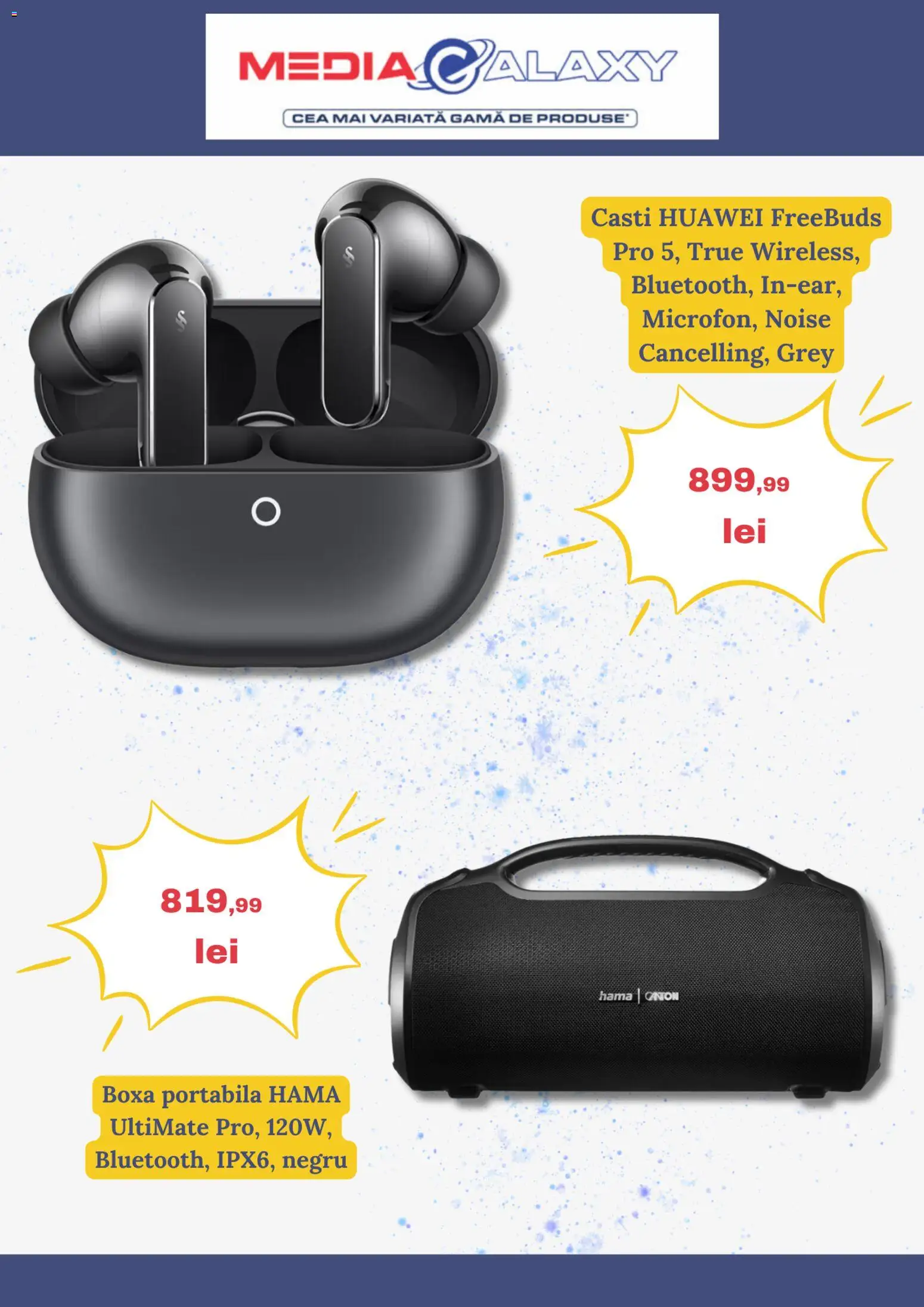 Noul catalog Media Galaxy – valabil de la 28.05.2026 | Pagină: 2 | Produse: Căști, Boxă portabilă