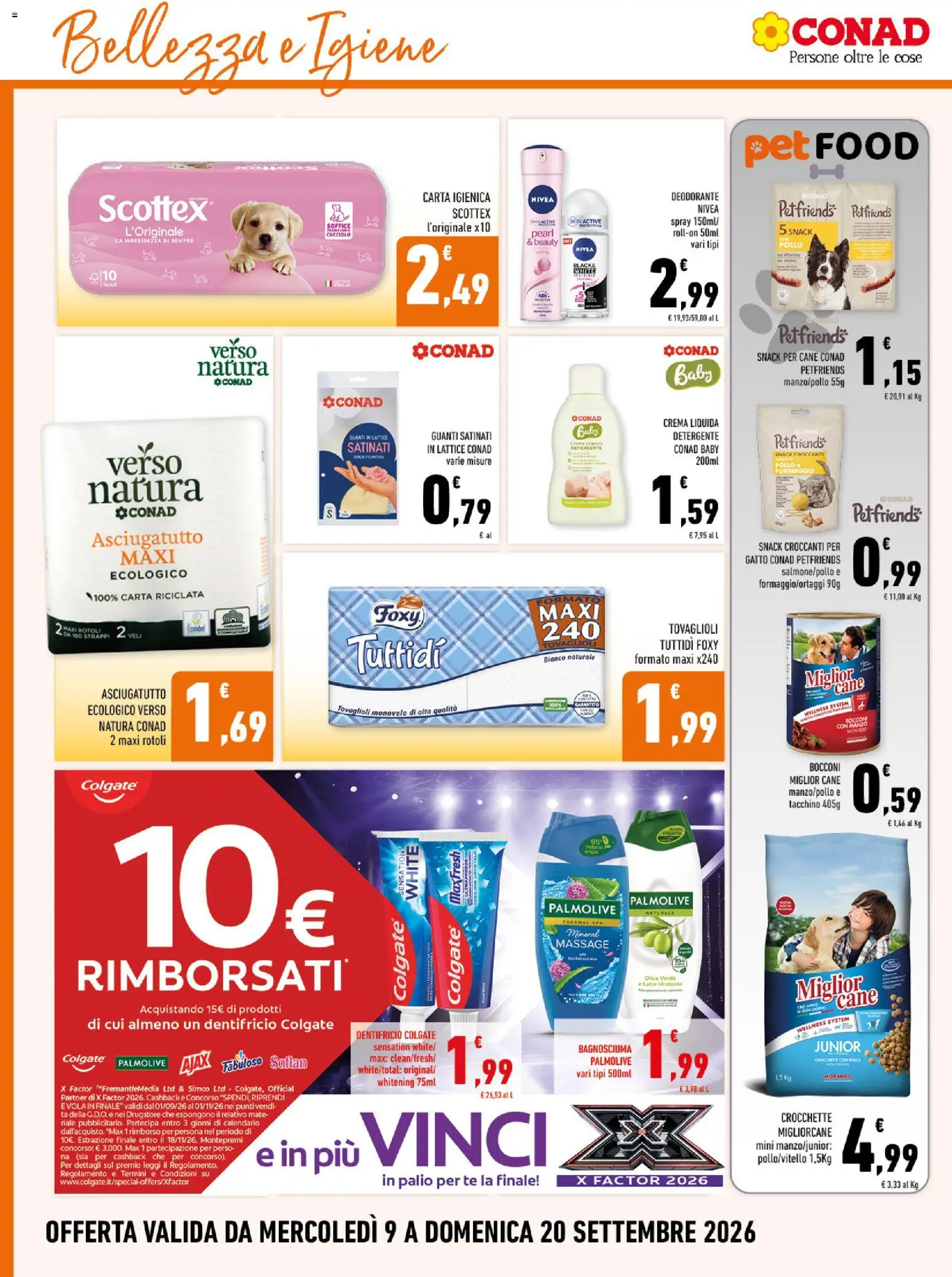 Volantino Conad del 09/09/2026 | Pagina: 14 | Prodotti: Formaggio, Guanti, Crocchette, Asciugatutto