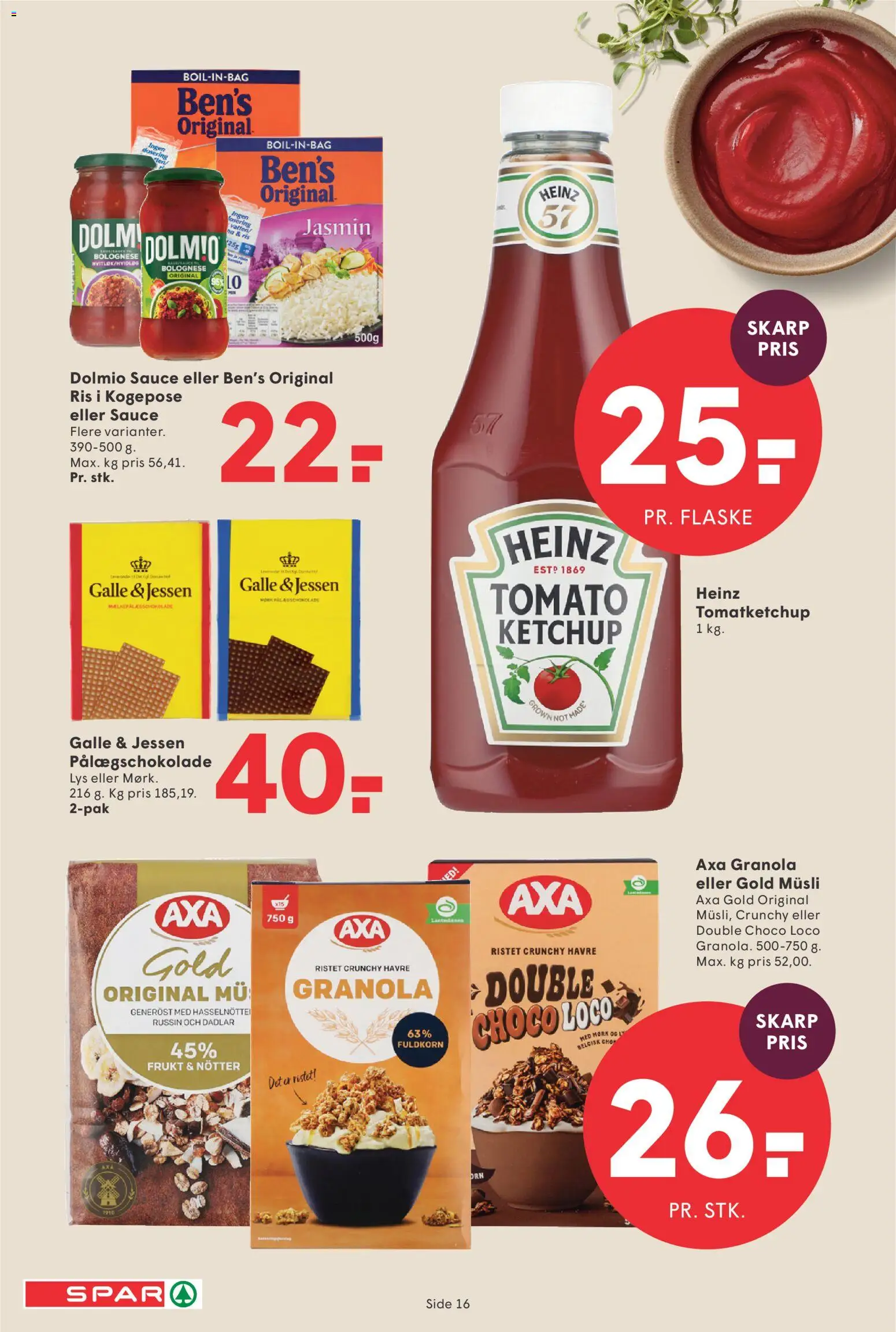 Spar tilbudsavis – gyldig fra 25/09/2026 | Side: 17 | Produkter: Ris, Ketchup, Müsli, Pålægschokolade