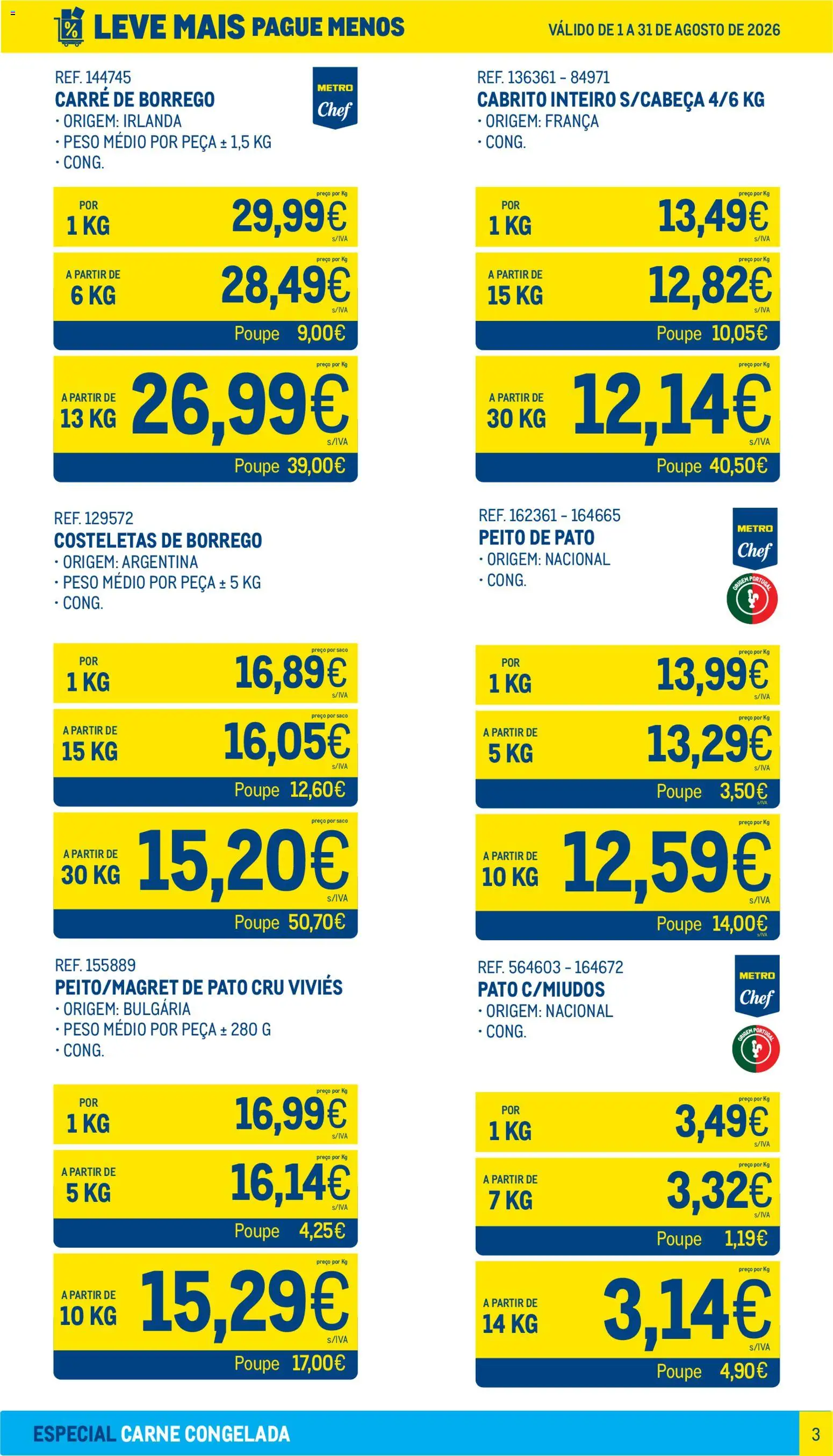 Makro Leve Mais Pague Menos - Carne Congelada │ válido de 01/08/2026 | Página: 3 | Produtos: Cabrito, Carne