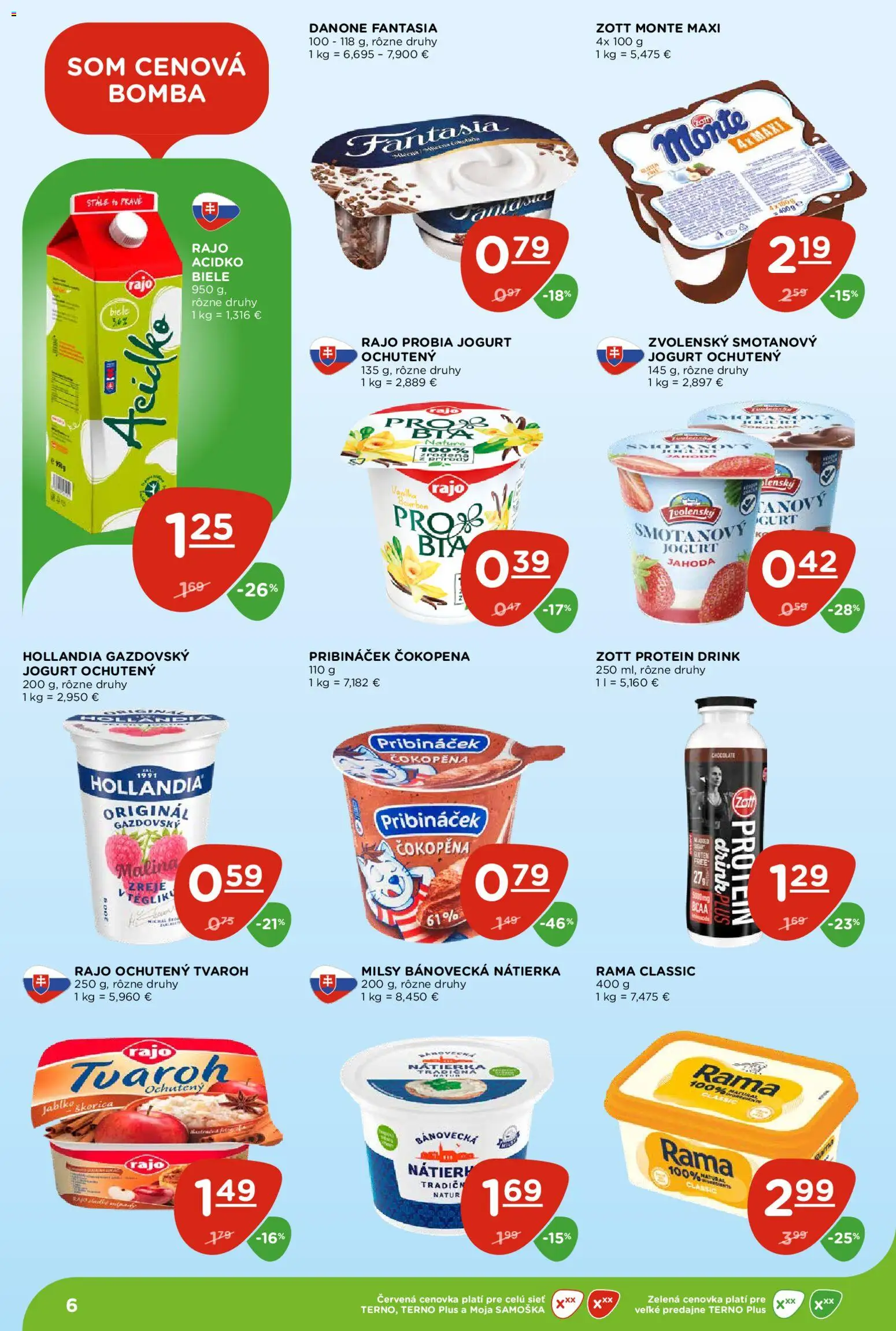 Nové Terno akcie – leták je platný od 22.10.2026 | Strana: 6 | Produkty: Nátierka, Ochutený jogurt, Tvaroh, Acidko