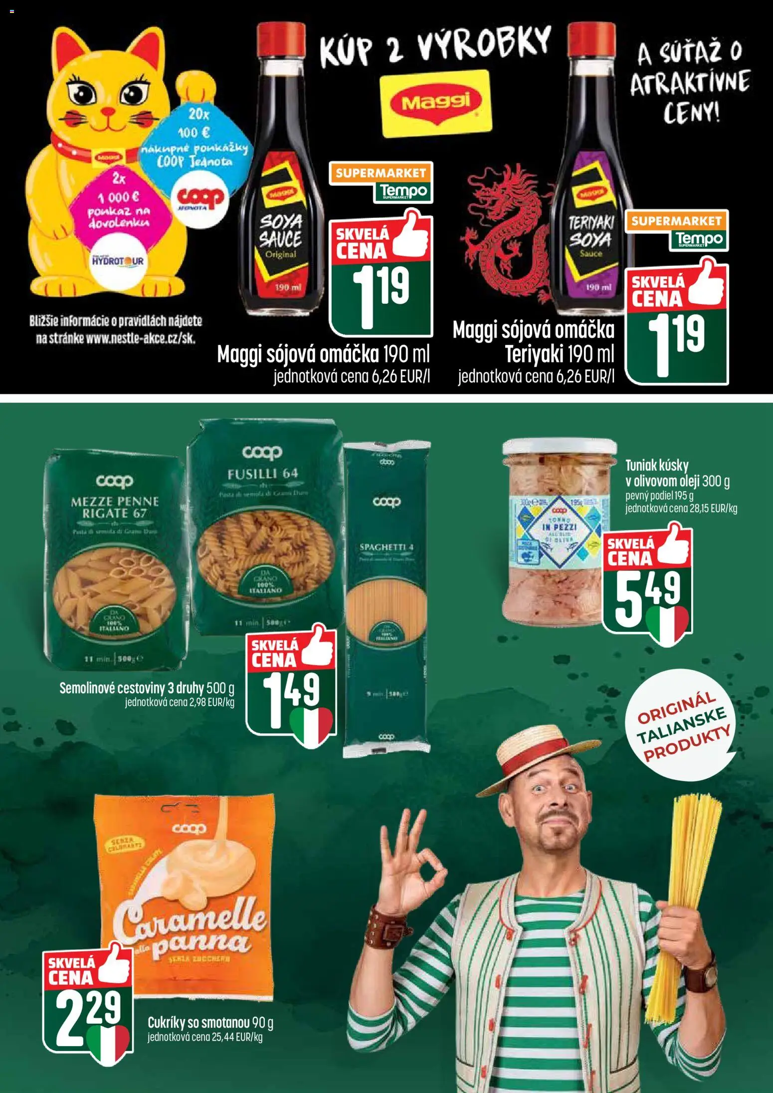 Nové COOP Jednota akcie – leták je platný od 16.04.2026 | Strana: 33 | Produkty: Fusilli, Tuniak, Cukríky, Omáčka