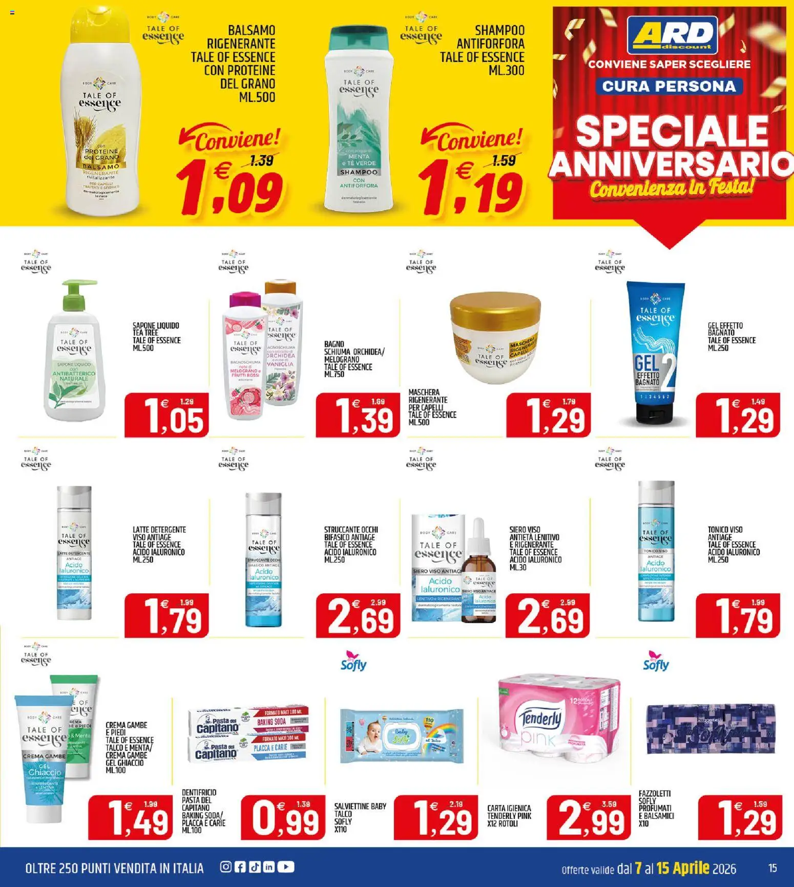 Volantino ARD Discount del 07.04.2026 | Pagina: 15 | Prodotti: Shampoo, Crema, Sapone, Latte