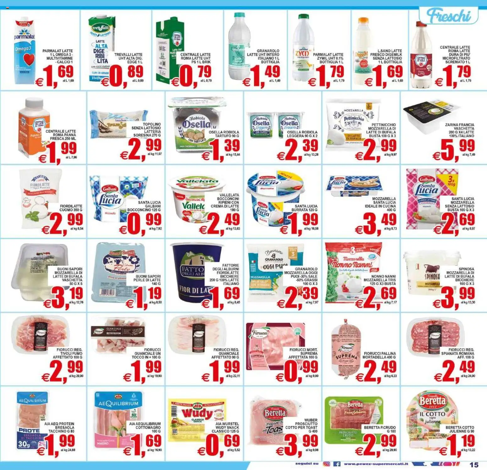 Volantino Pewex del 19/06/2026 | Pagina: 15 | Prodotti: Sale, Mozzarella, Robiola, Burrata