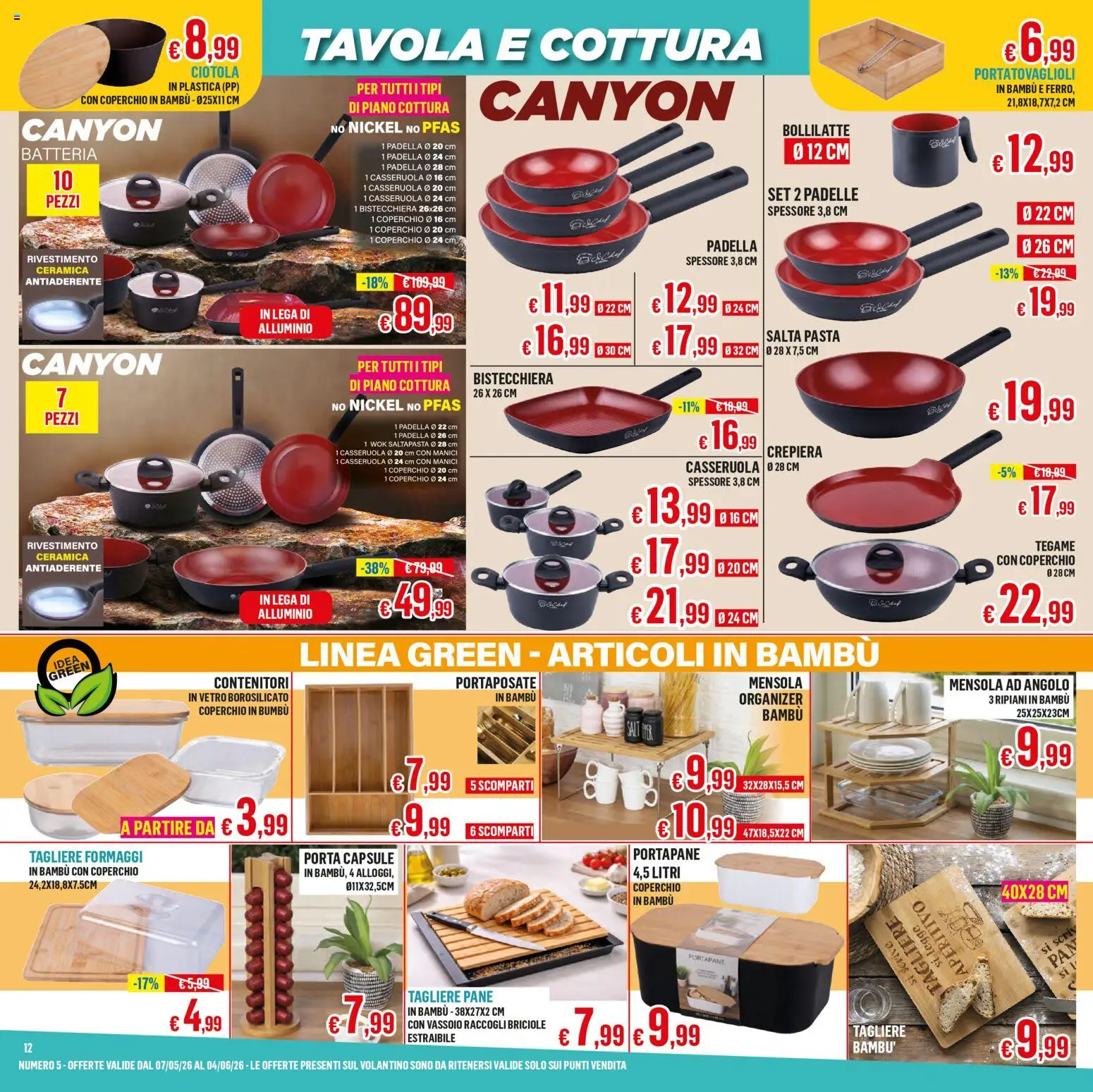 Volantino Satur del 07.05.2026 | Pagina: 12 | Prodotti: Bistecchiera, Pasta, Portaposate, Batteria