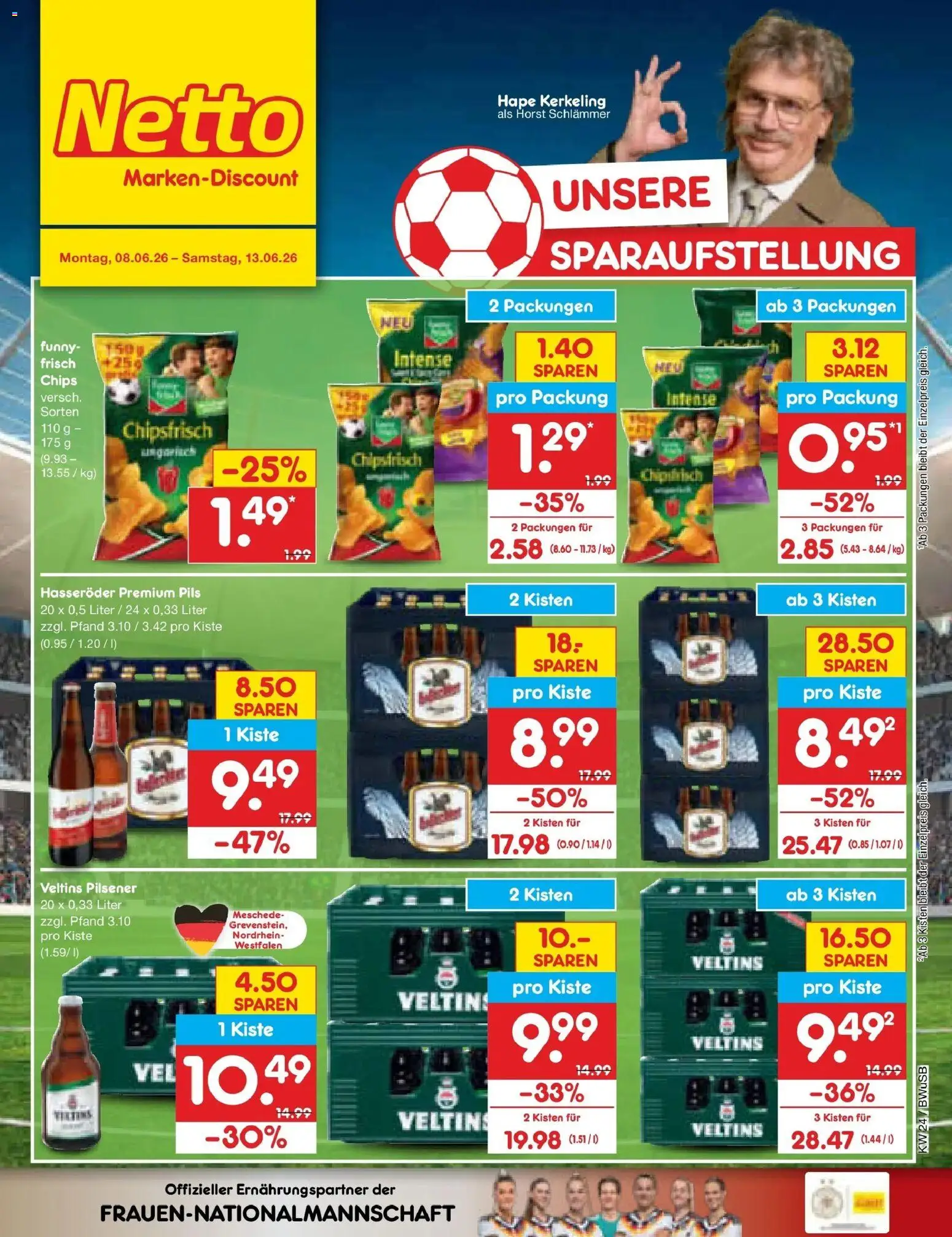 Netto Marken-Discount Prospekt Stemwede-Dielingen – gültig ab 08.06.2026 | Seite: 3 | Produkte: Pils, Hasseröder, Chips, Veltins