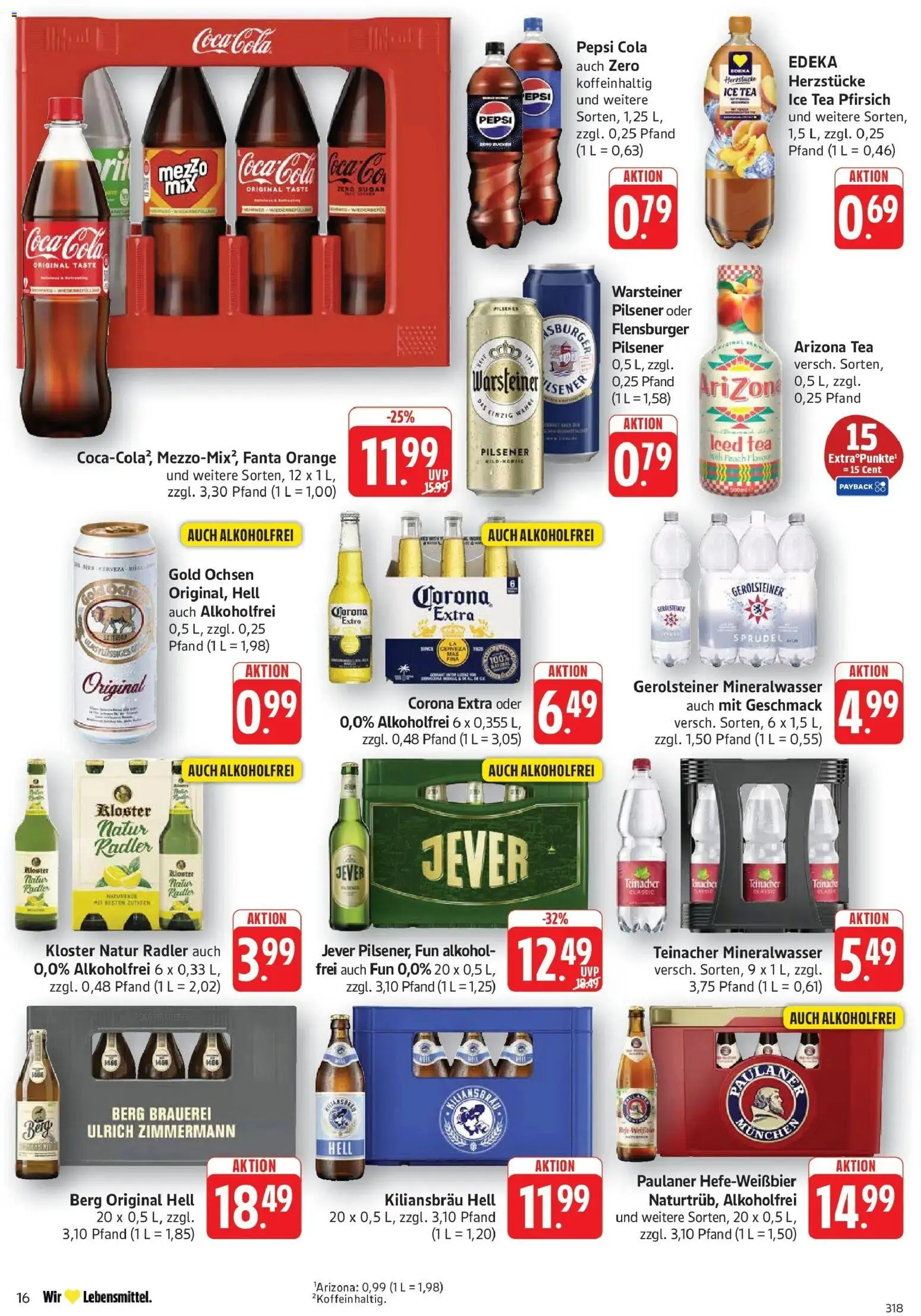 Edeka Prospekt Eislingen (ab 31.08.2026) » Angebote Online | Seite: 16 | Produkte: Cola, Radler, Pfirsich, Pepsi