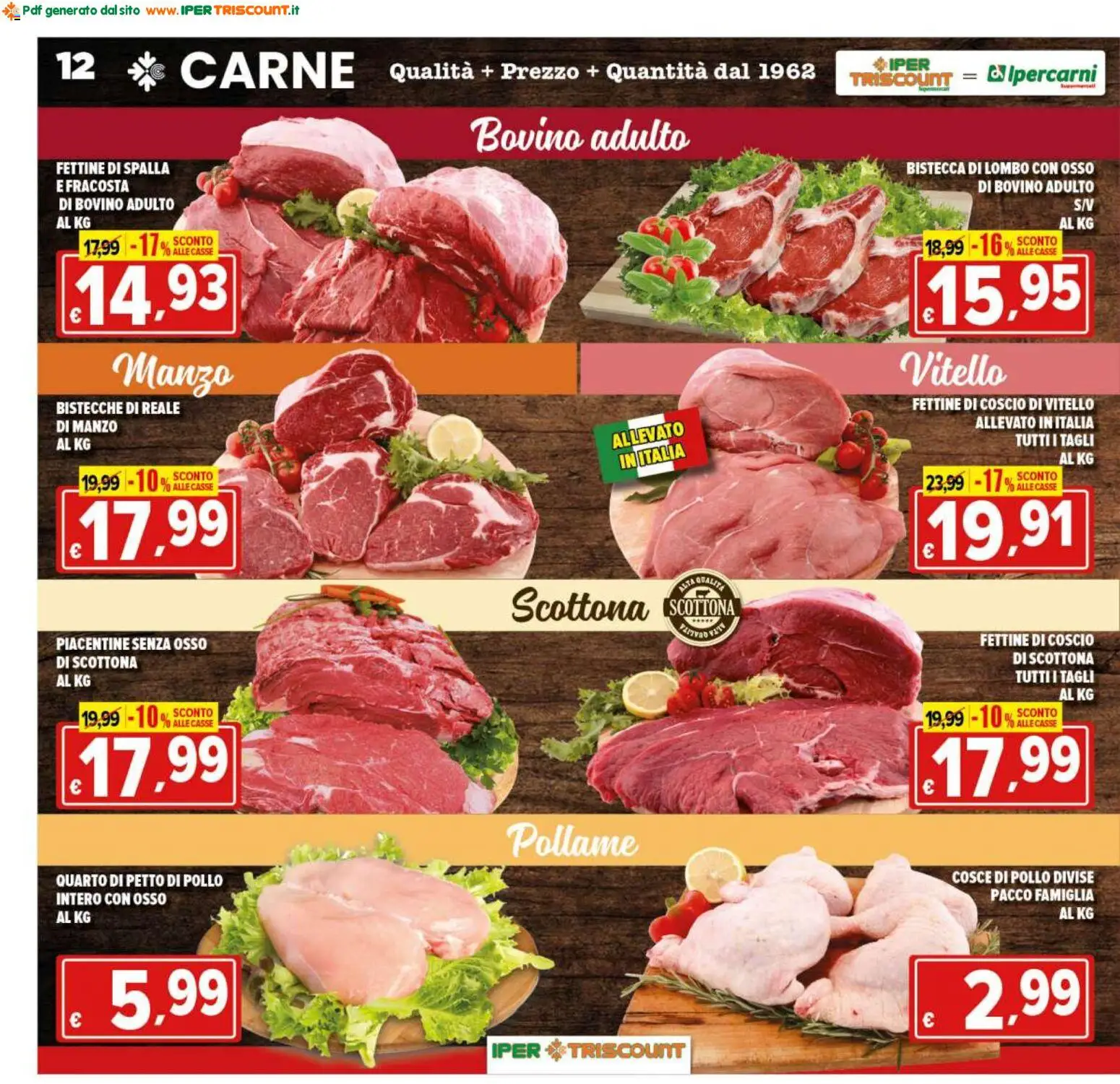 Volantino Ipertriscount del 10/06/2026 | Pagina: 12 | Prodotti: Bovino, Manzo, Vitello, Cosce di pollo