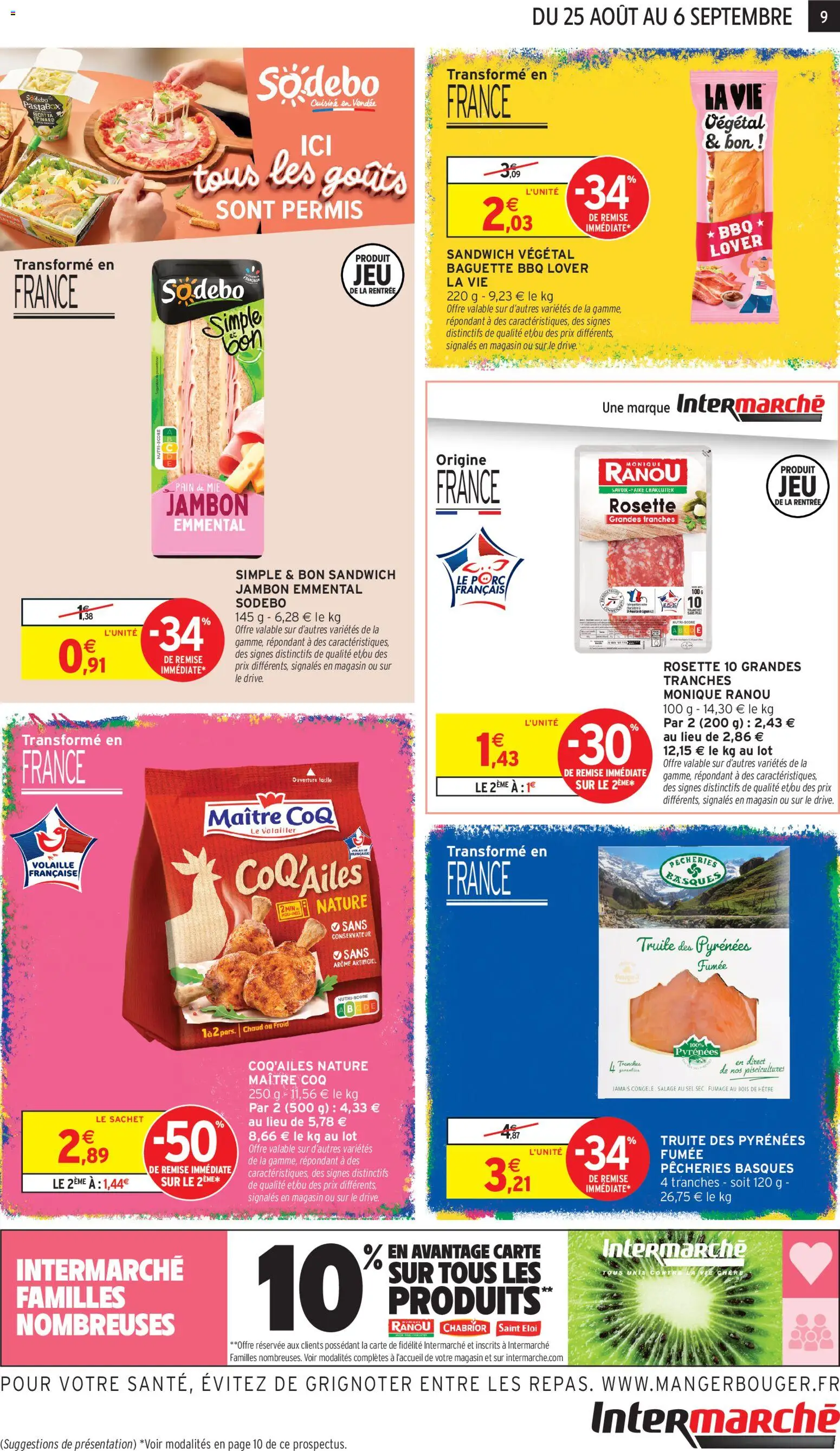 {H1} | Page: 9 | Produits: Emmental, Sel, Rosette, Pain