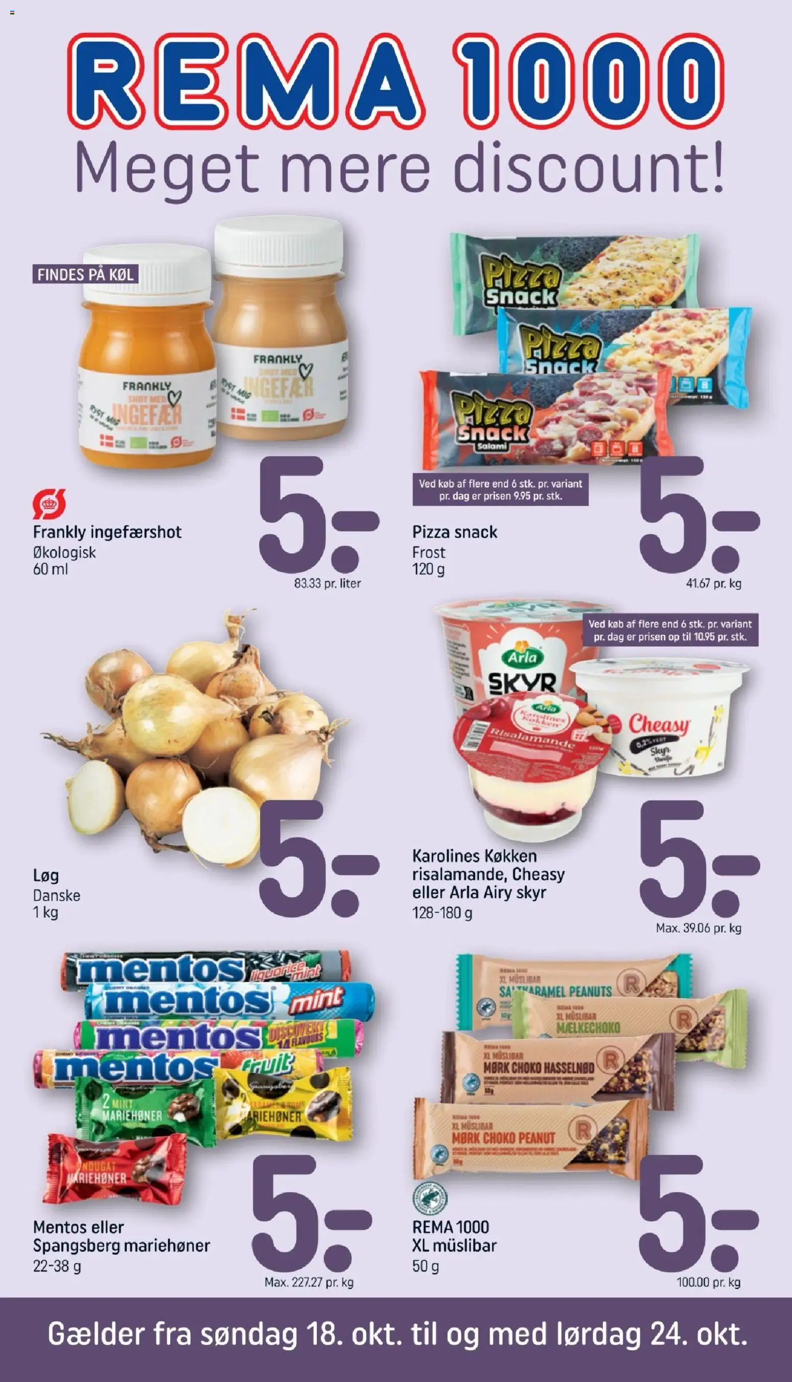 Rema 1000 tilbudsavis – gyldig fra 18/10/2026 | Side: 1 | Produkter: Salami, Pizza, Peanuts, Ingefærshot
