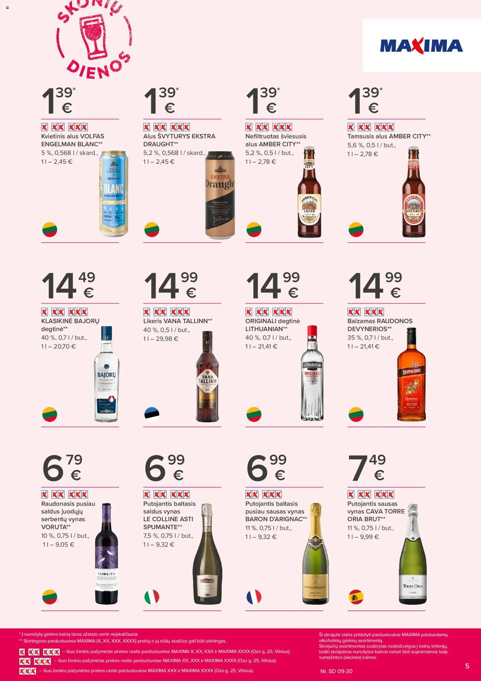 MAXIMA akcijos nuo 2026.09.17 | Puslapis: 5 | Prekių: Balzamas, Degtinė, Vynas, Alus
