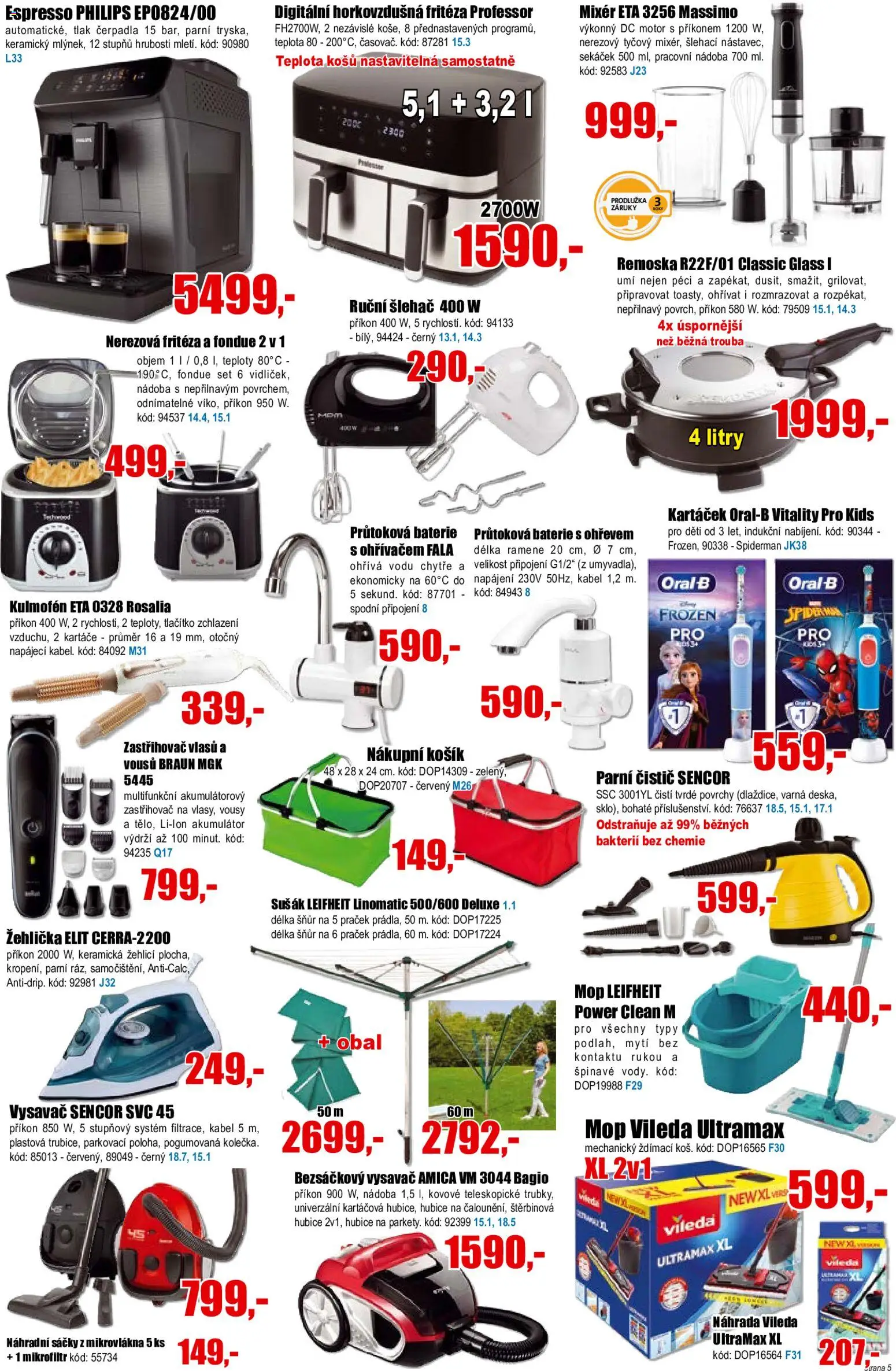 Eva supermarket leták od 13.05.2026 | Strana: 5 | Produkty: Kabel, Vysavač, Mixér, Mop leifheit