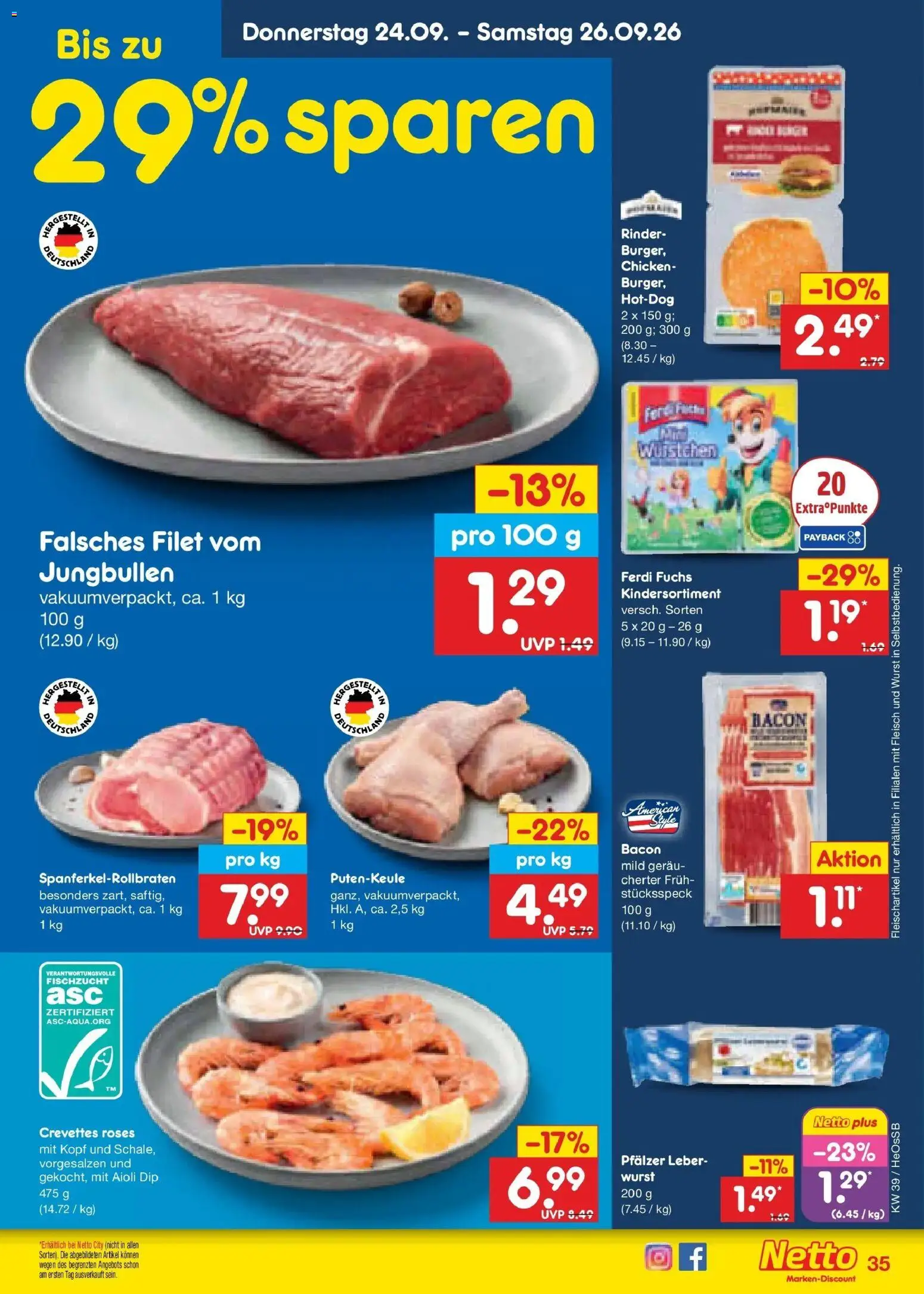Netto Marken-Discount Prospekt Rostock – gültig ab 21.09.2026 | Seite: 47 | Produkte: Burger, Wurst, Fleisch